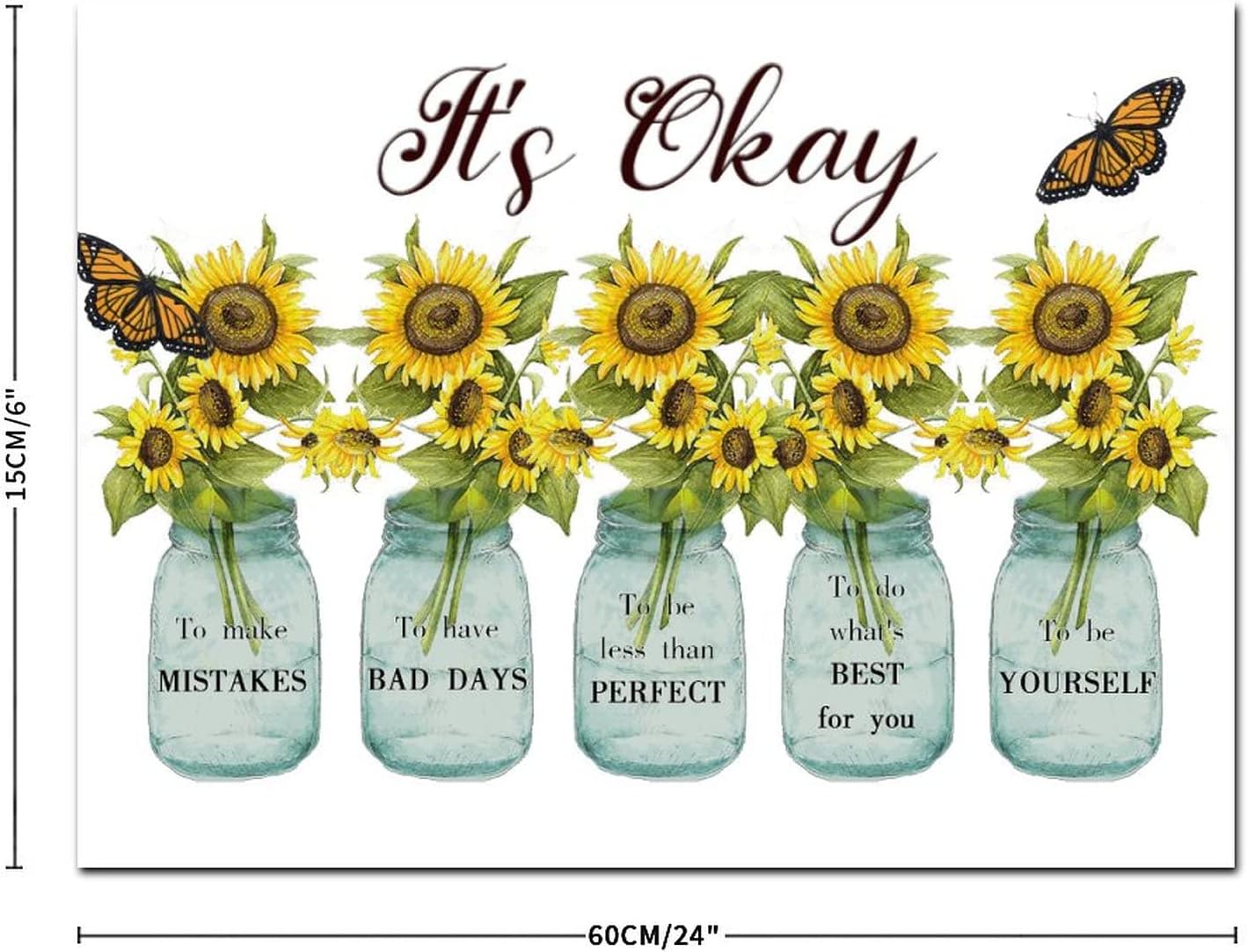 Wooden Sign with Sunflowers Vase and Butterfly