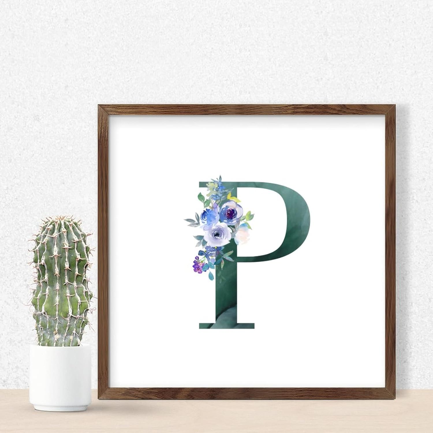 Personalized Wood Framed Monogram Sign with Peonies Design