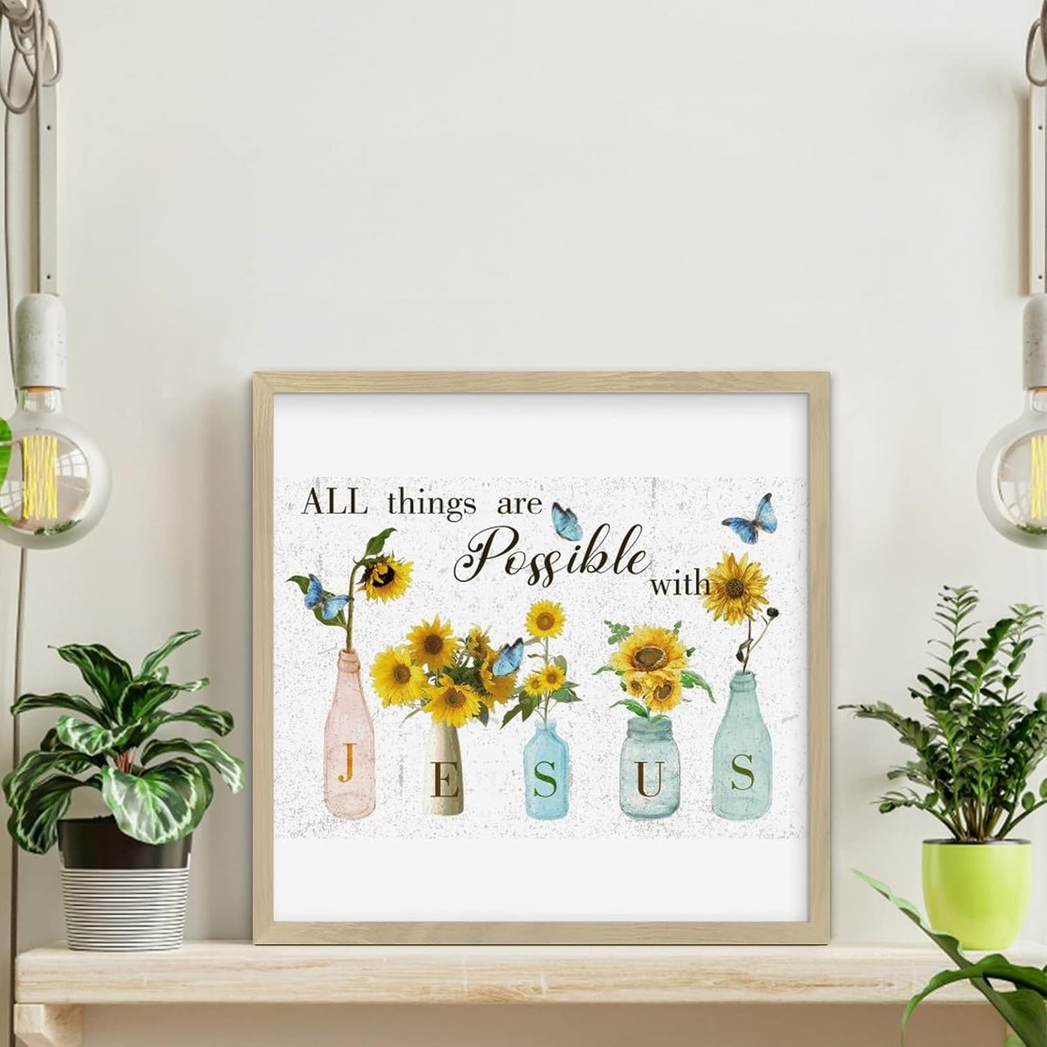 Sunflower in Vase Bible Verse Wall Decor Sign