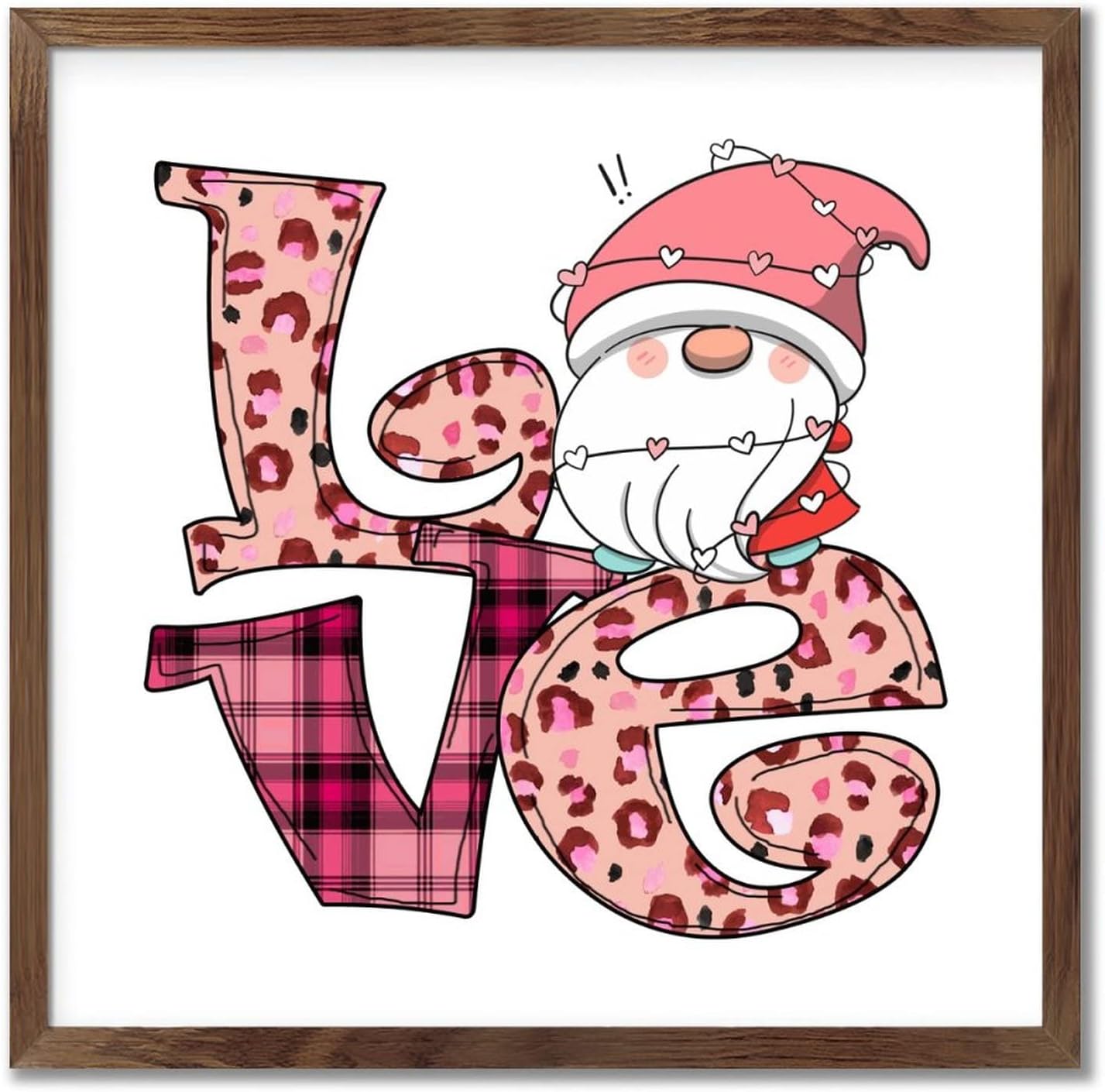 Valentine Gnome Love Letter Framed Wood Sign