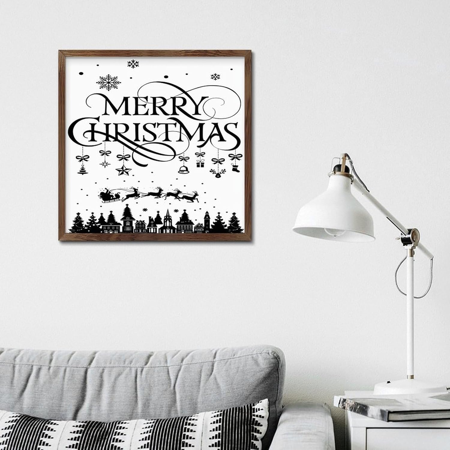 Wood Framed Wall Decor Sign 12x12in Christmas Farmhouse Art