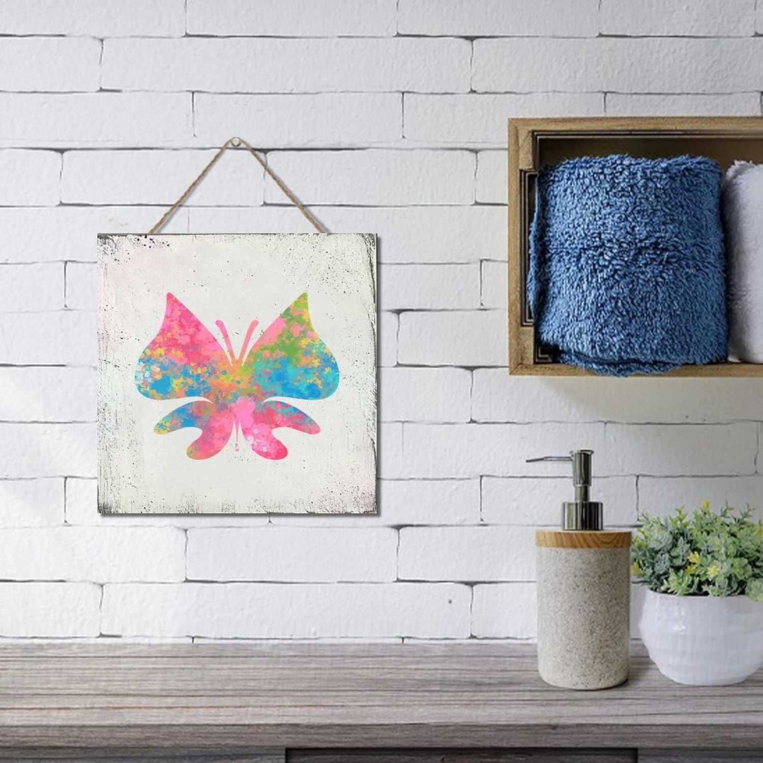 Butterfly Splashing Ink Wood Sign 12x12in