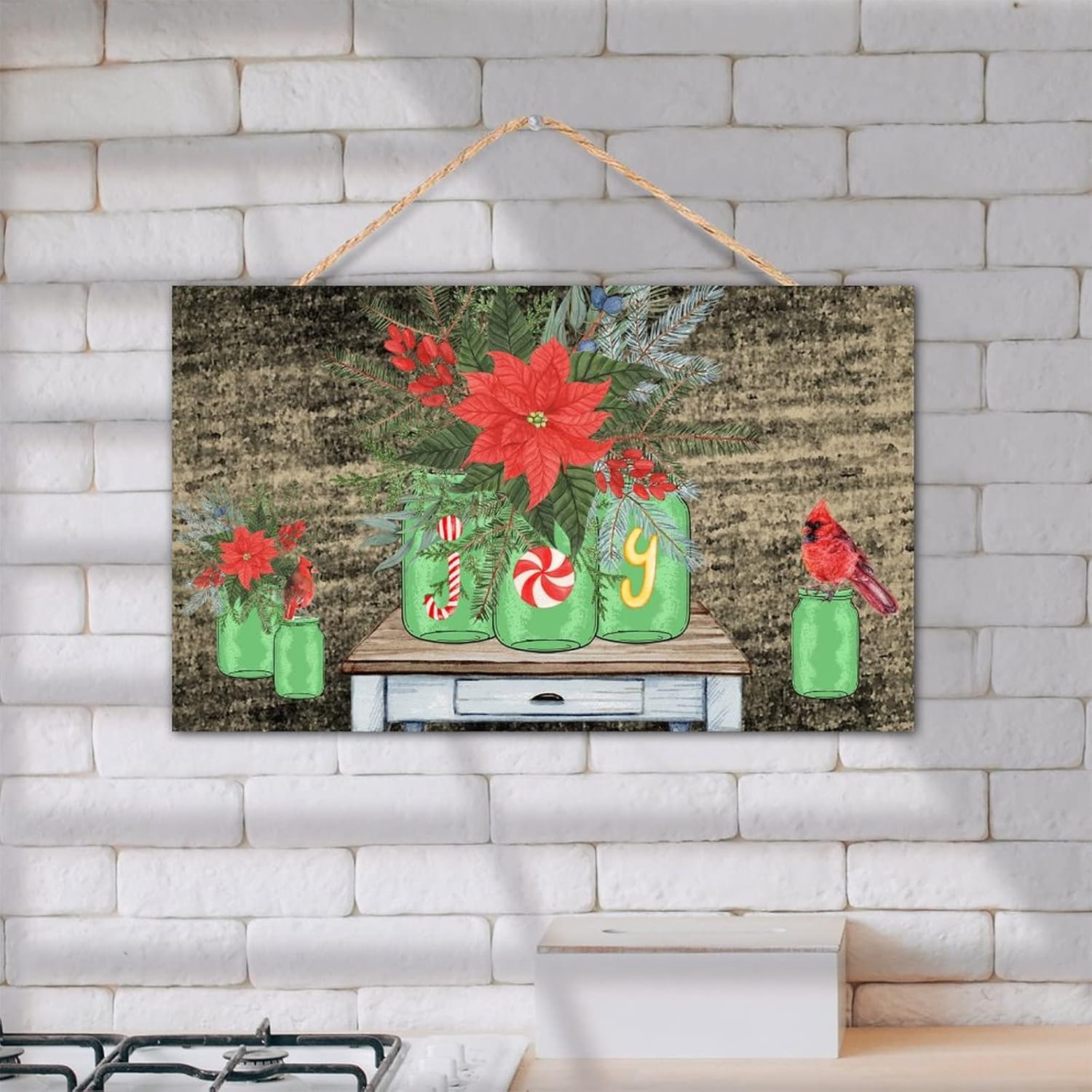 TEANFUN Christmas Wall Pediment Sign 12x20 Inch 1