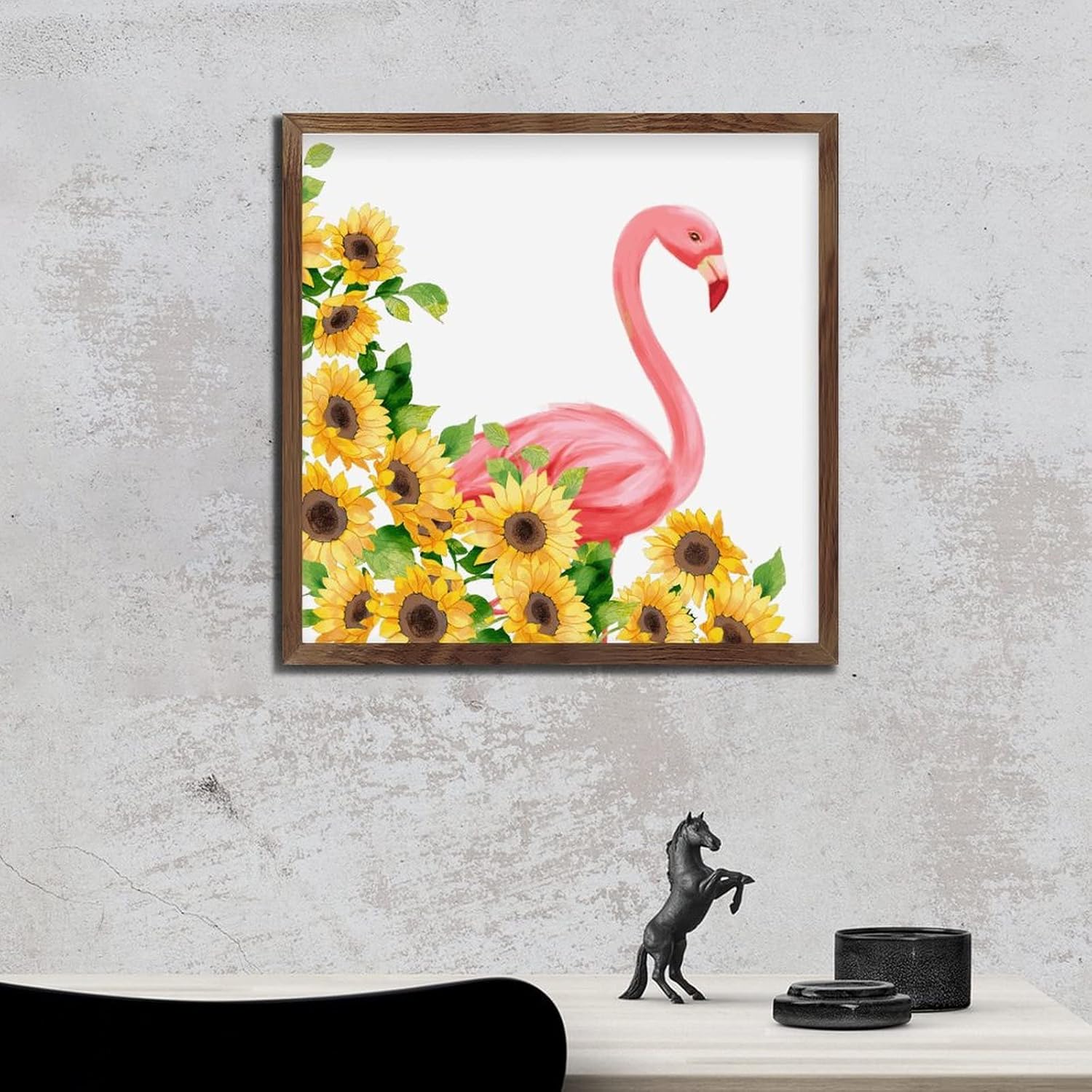 Hello Summer Flamingo Sunflower Wall Decor Sign
