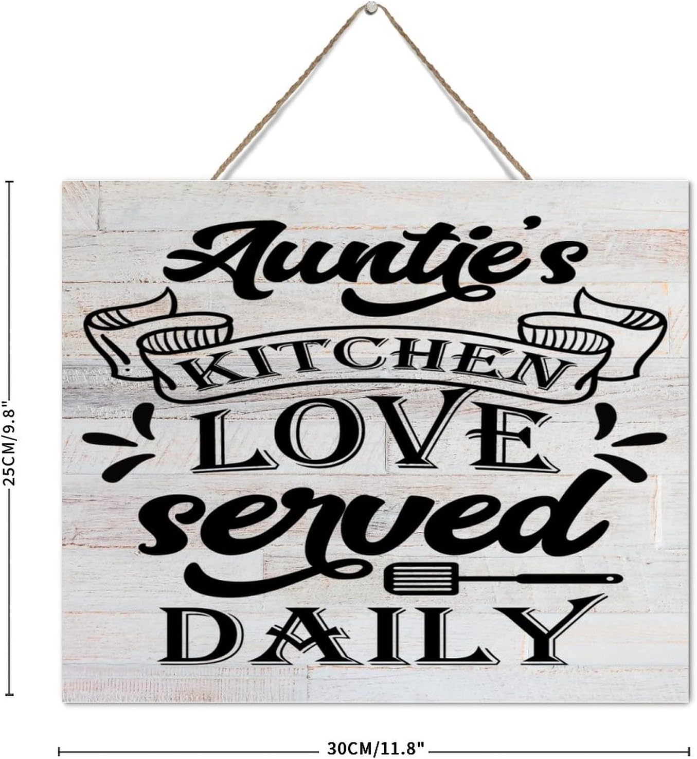 Aunties Kitchen Love Served Daily Wall Art Sign