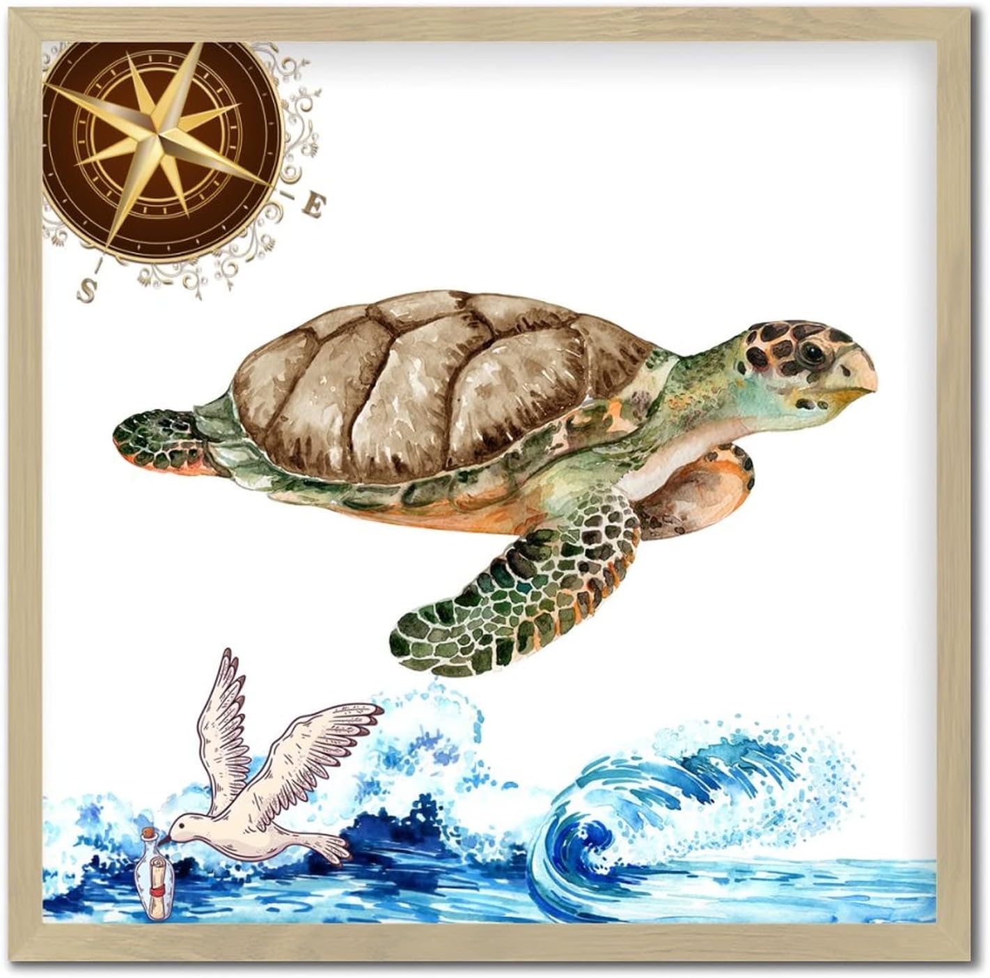 Sea Turtle Wooden Wall Art Sign 12x12in