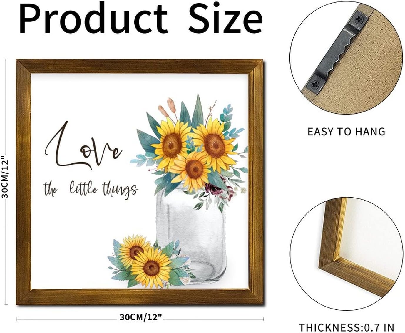 Love The Little Things Framed Wooden Sign 12x12 Inch