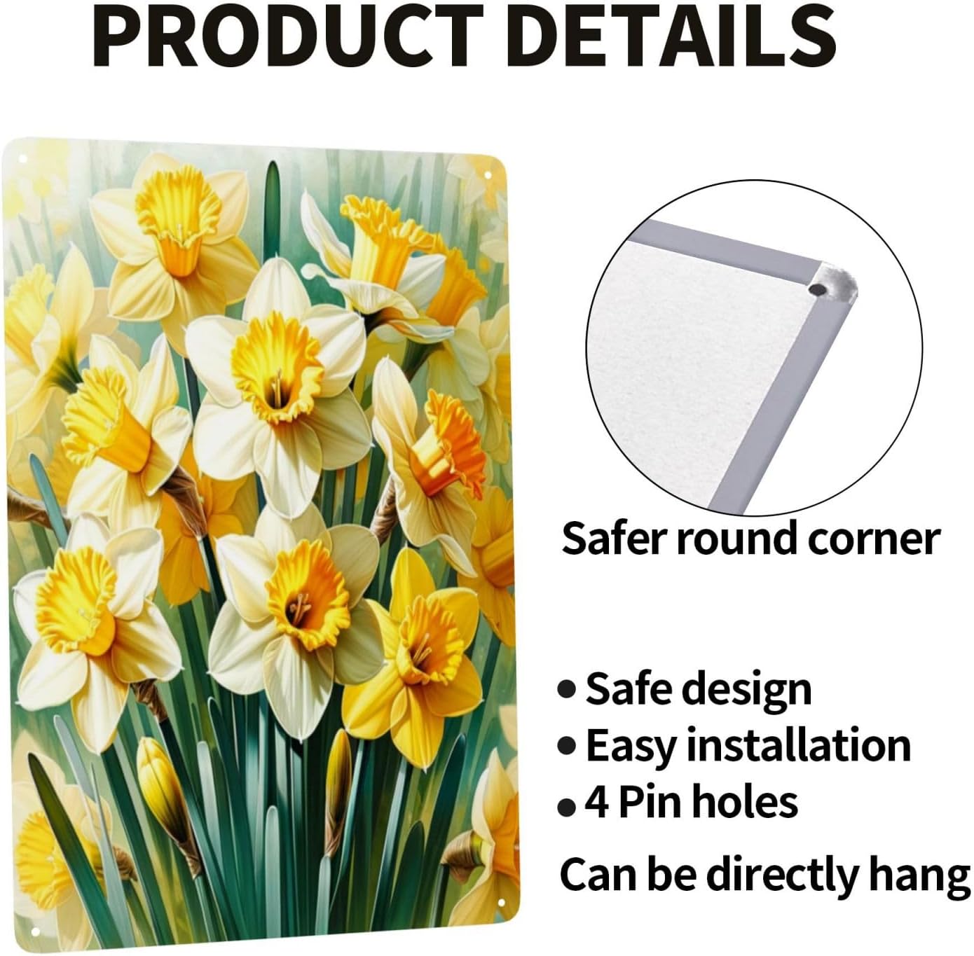 Bright Daffodil Metal Tin Wall Art 12x16inch Decor Sign