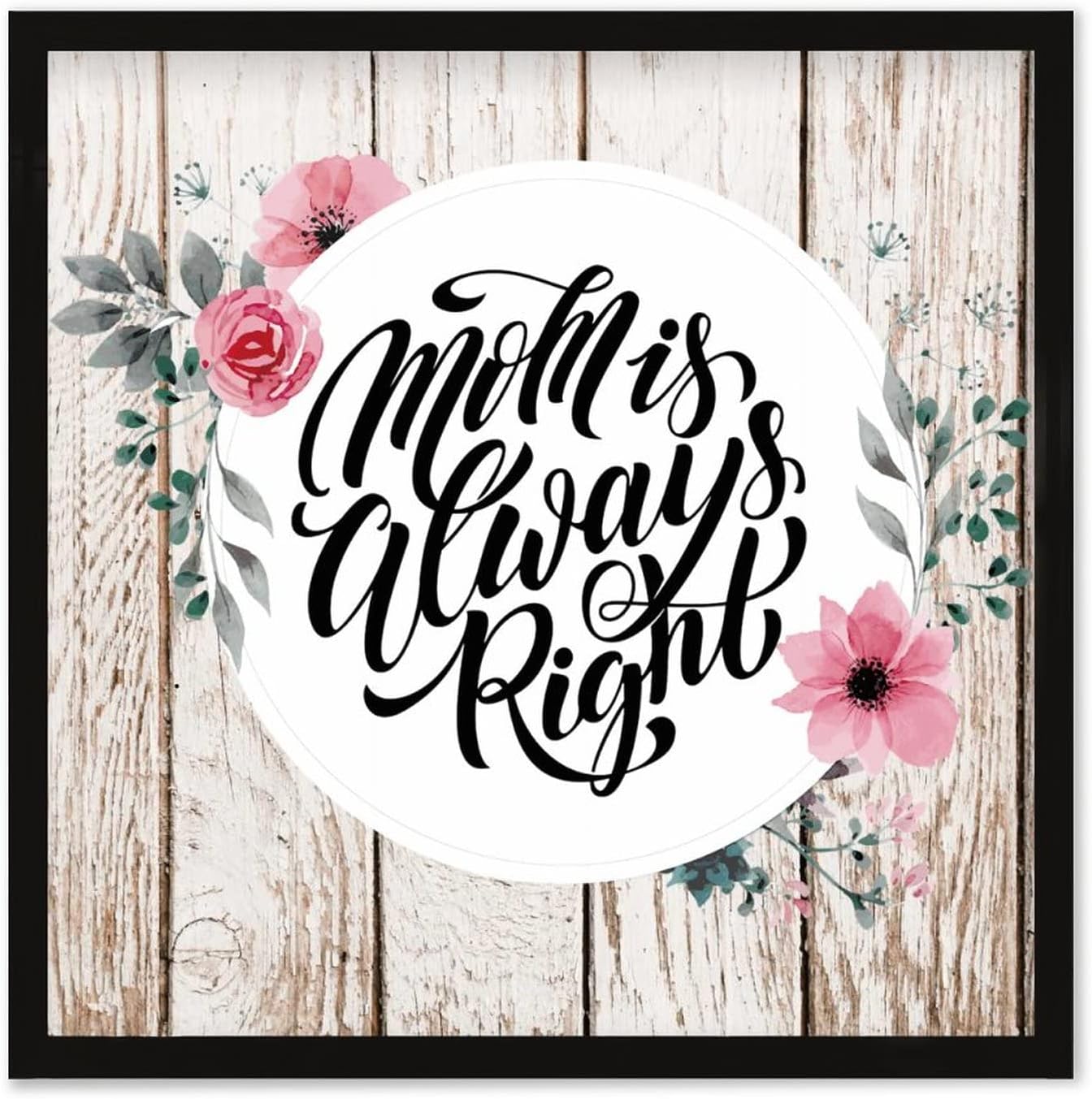 Farmhouse Wall Decor Sign 12x12 Inches Rustic Wood Frame - Black