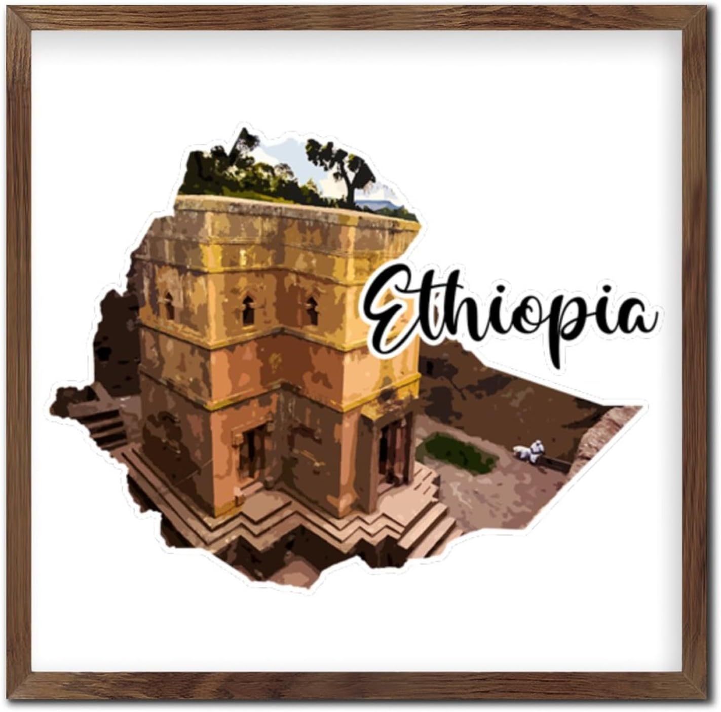 Ethiopia Travel Wooden Wall Sign 12x12in