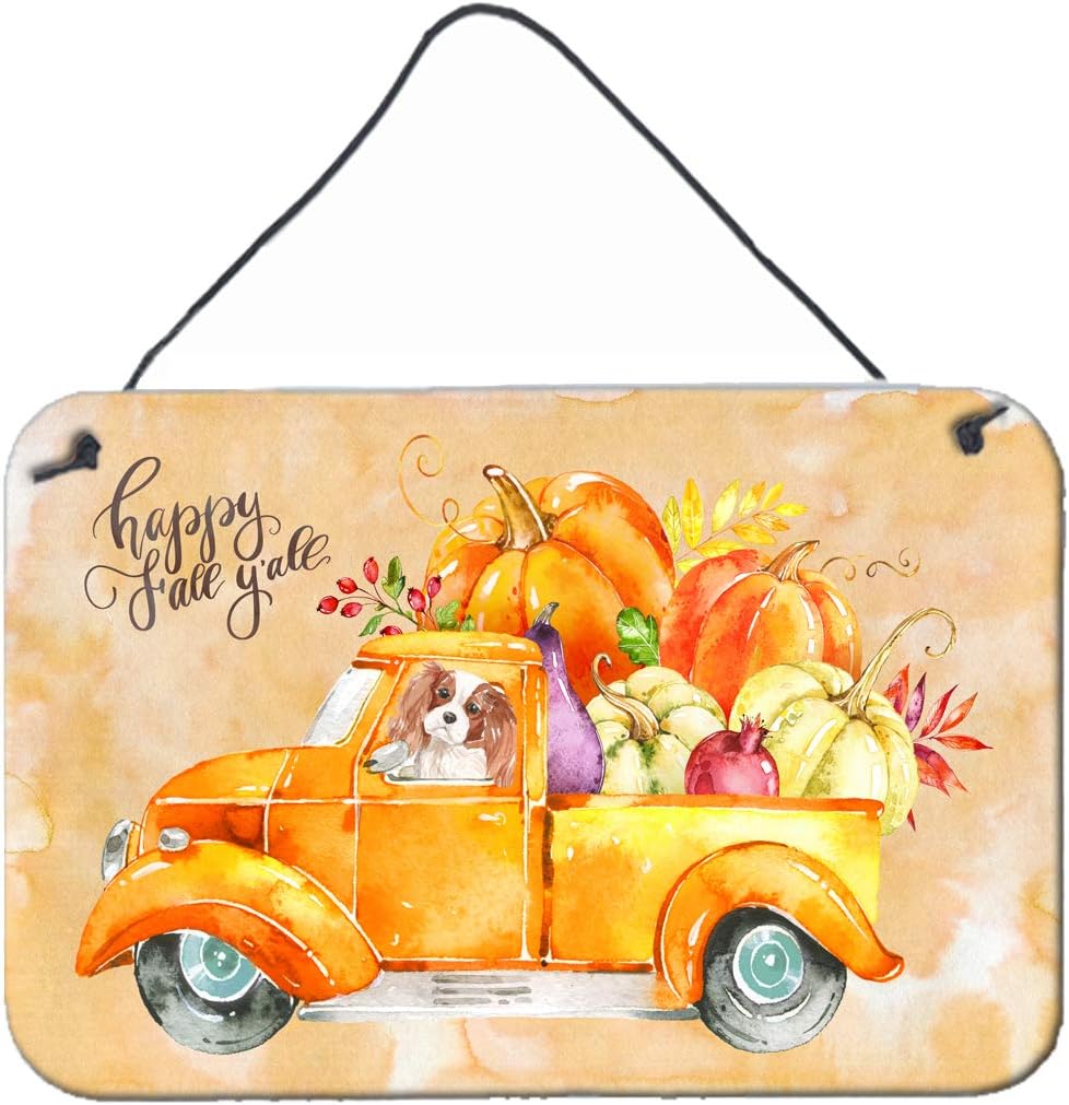 Carolines Treasures Fall Harvest Blenheim Cavalier Spaniel Wall Hanging Print 8x12