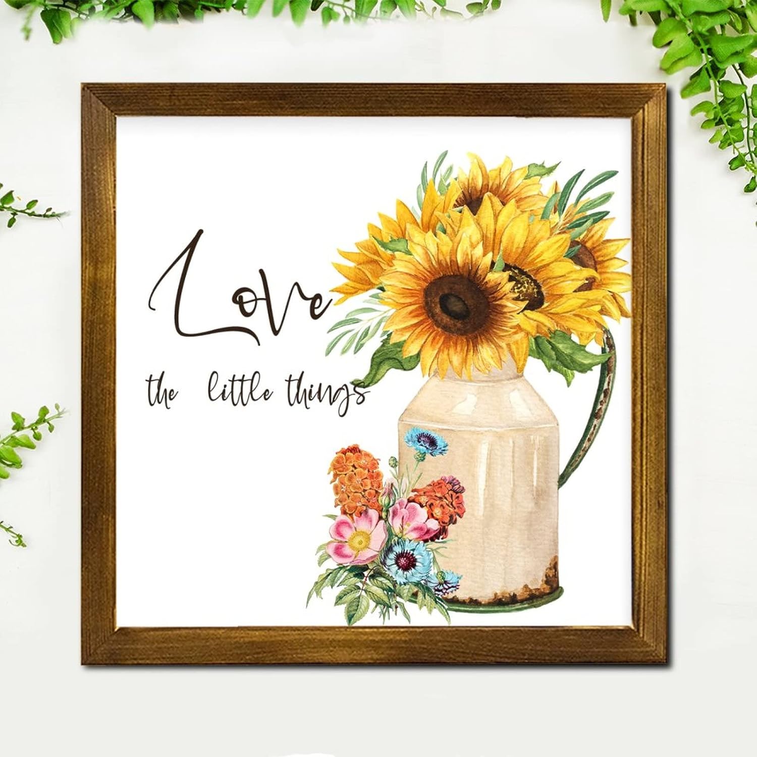 Love The Little Things Framed Wood Sign 12x12 inch