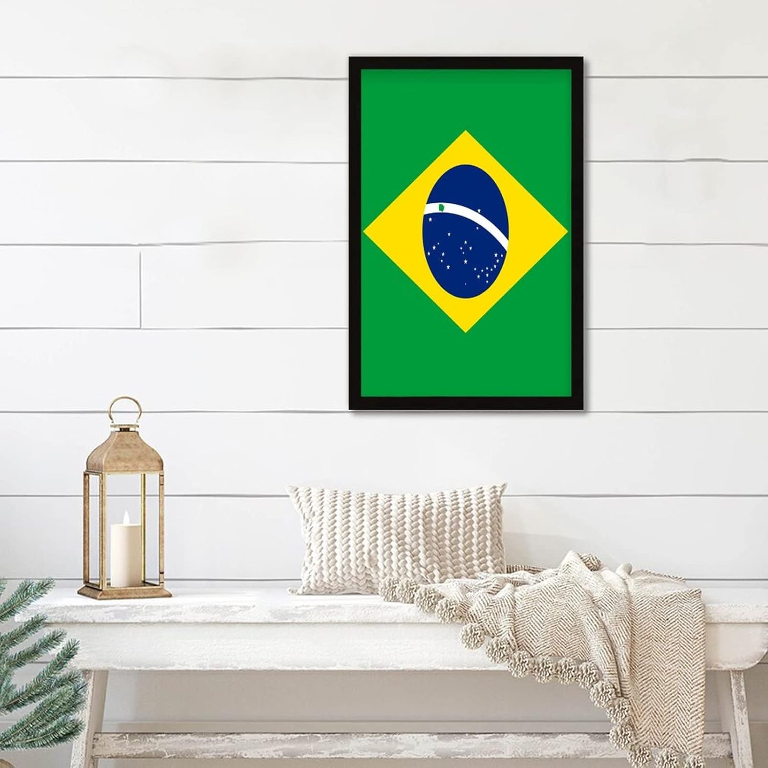 Brazil Flag Wall Art Wood Sign Rustic Farmhouse Decor 8x12in