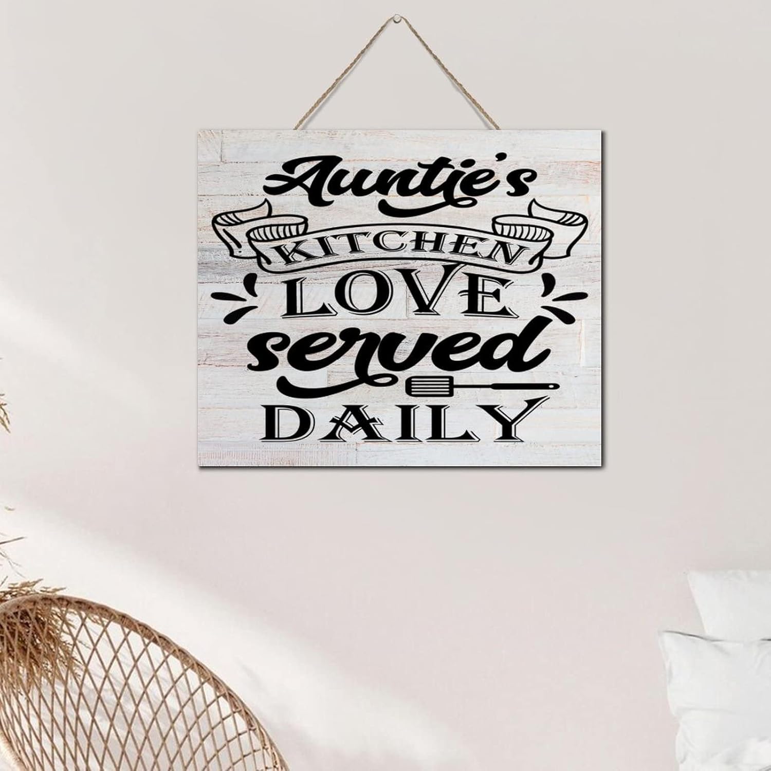 Aunties Kitchen Love Served Daily Wall Art Sign