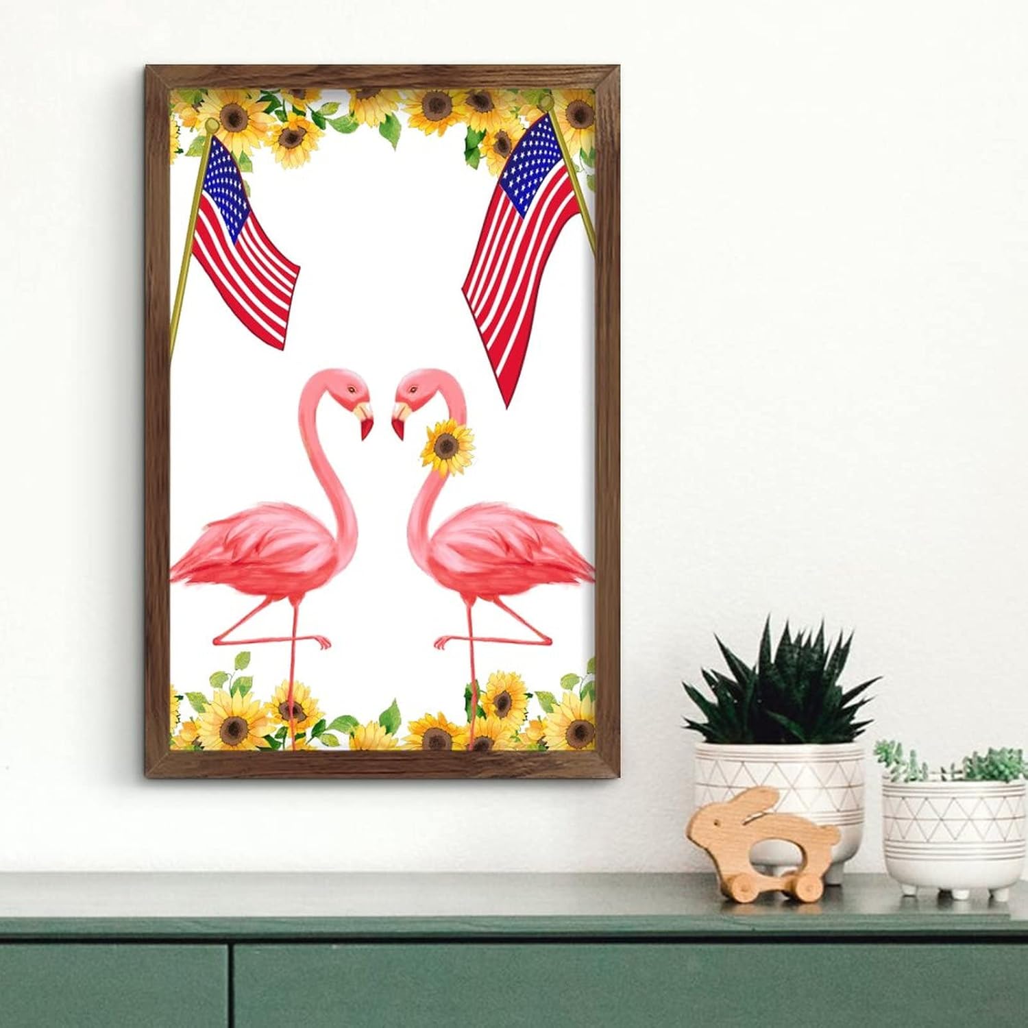 Flamingo Patriotic Garden Flag Wall Decor Sign
