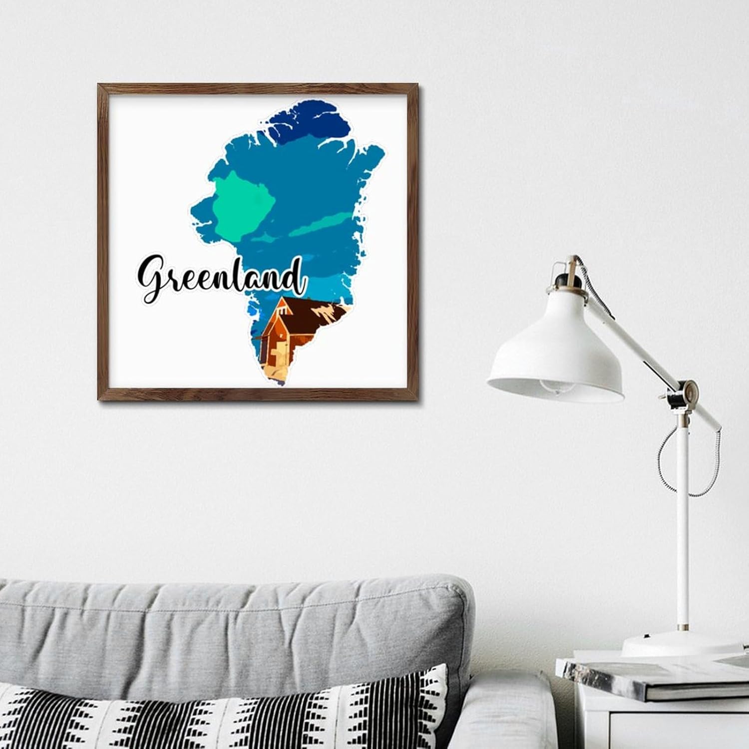 Wood Framed Sign Greenland Wall Art Decorative 12x12in