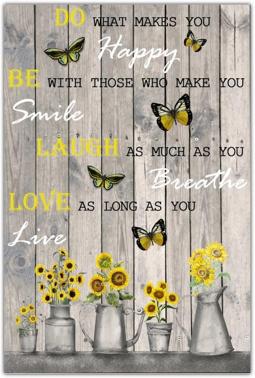 Wood Plaque with Sunflower and Butterfly Design 12x18in