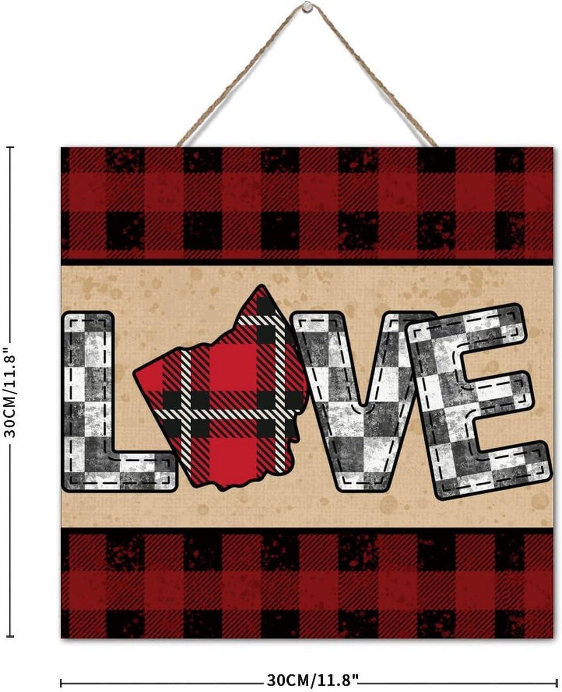 Love OHIO Funny Wall Decor Wooden Sign 12x12 Inch