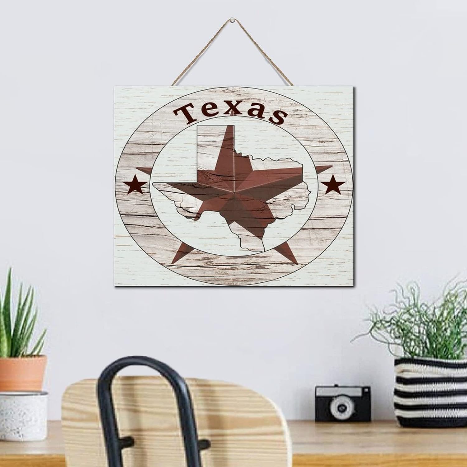 Texas Lone Star Wood Wall Sign 10x12 Inch