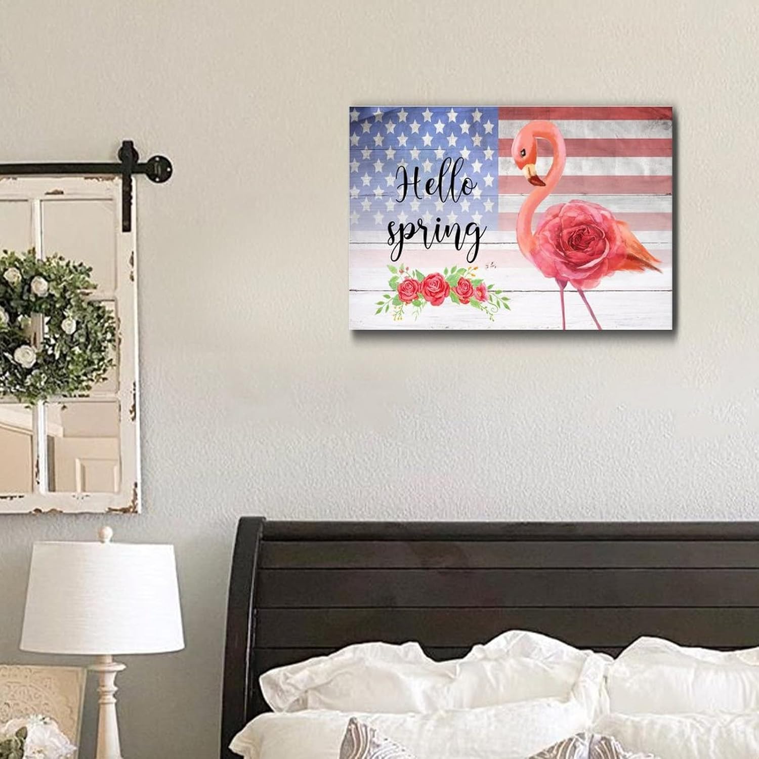 Hello Spring Rose Wood Grain Wall Decor 12x18in