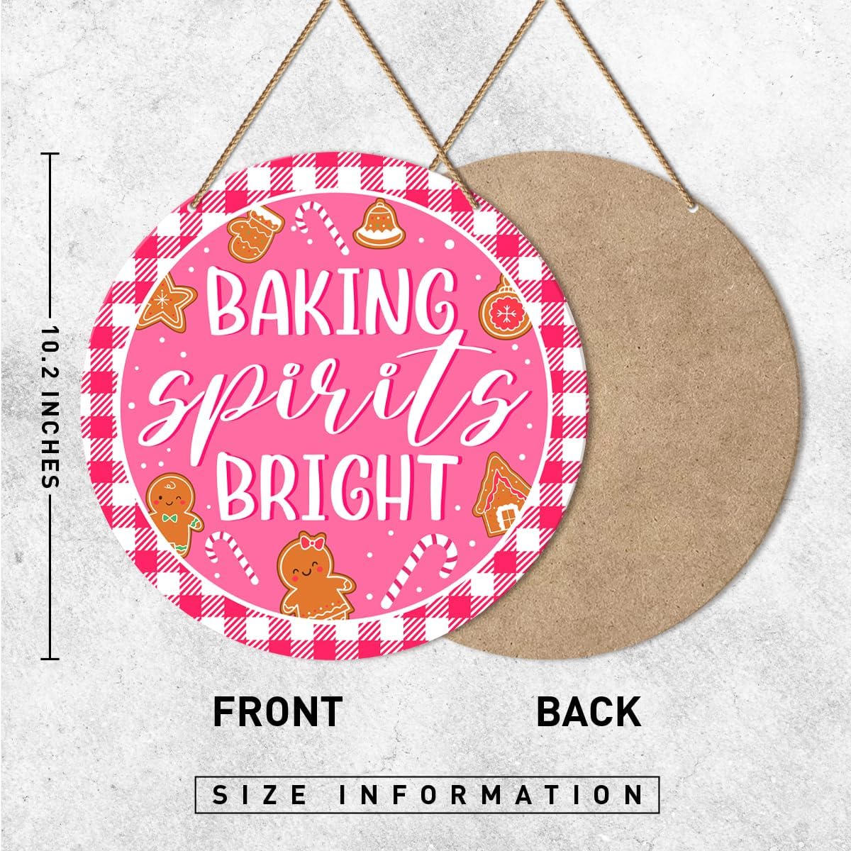 ZODGMED Pink Christmas Bakery Wall Hanging Sign