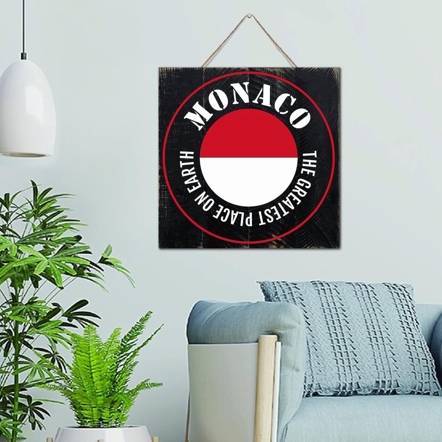 Monaco Wood Wall Sign Personalized 12x12 Inch