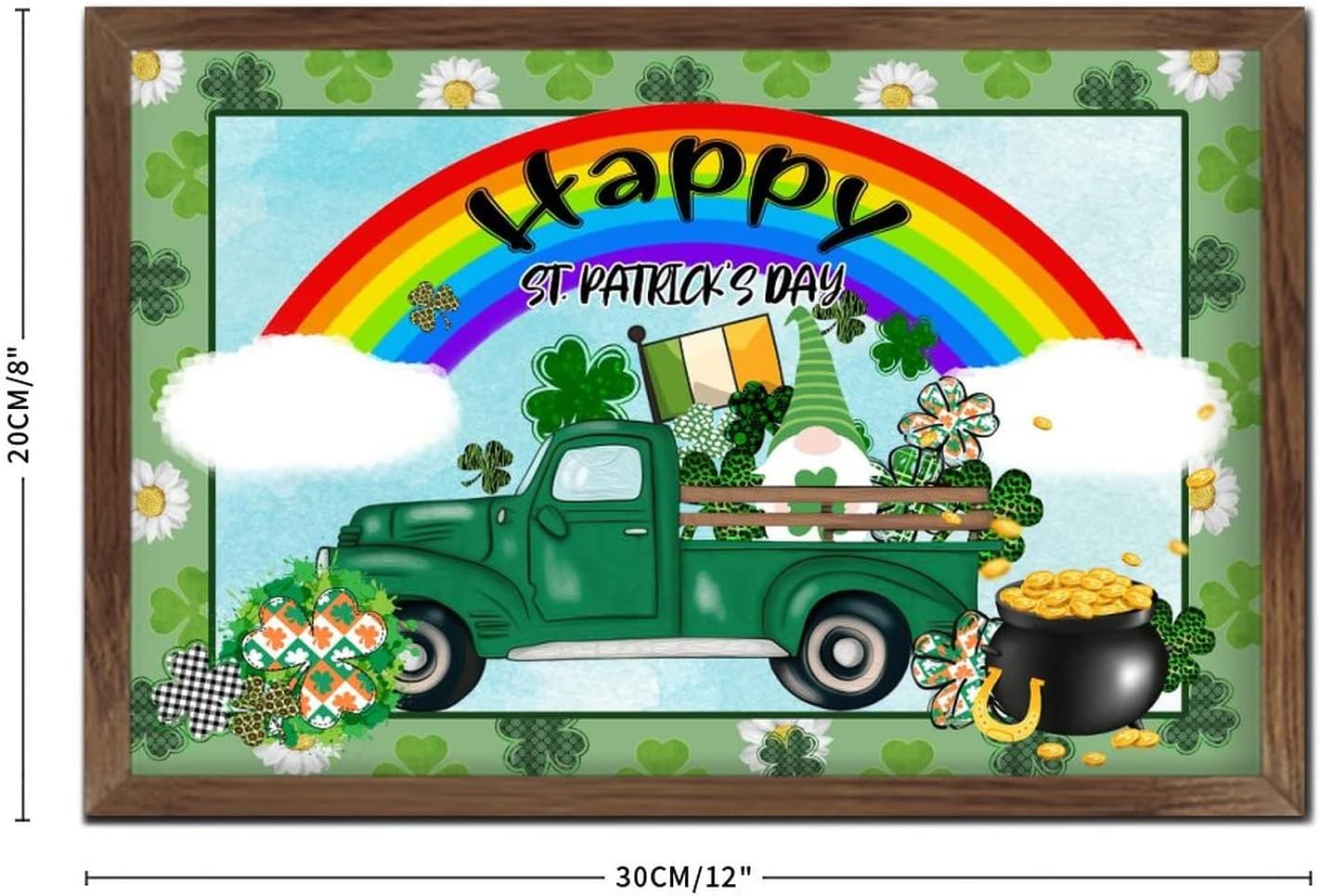 St Patricks Day Green Shamrock Gnomes Wall Decor
