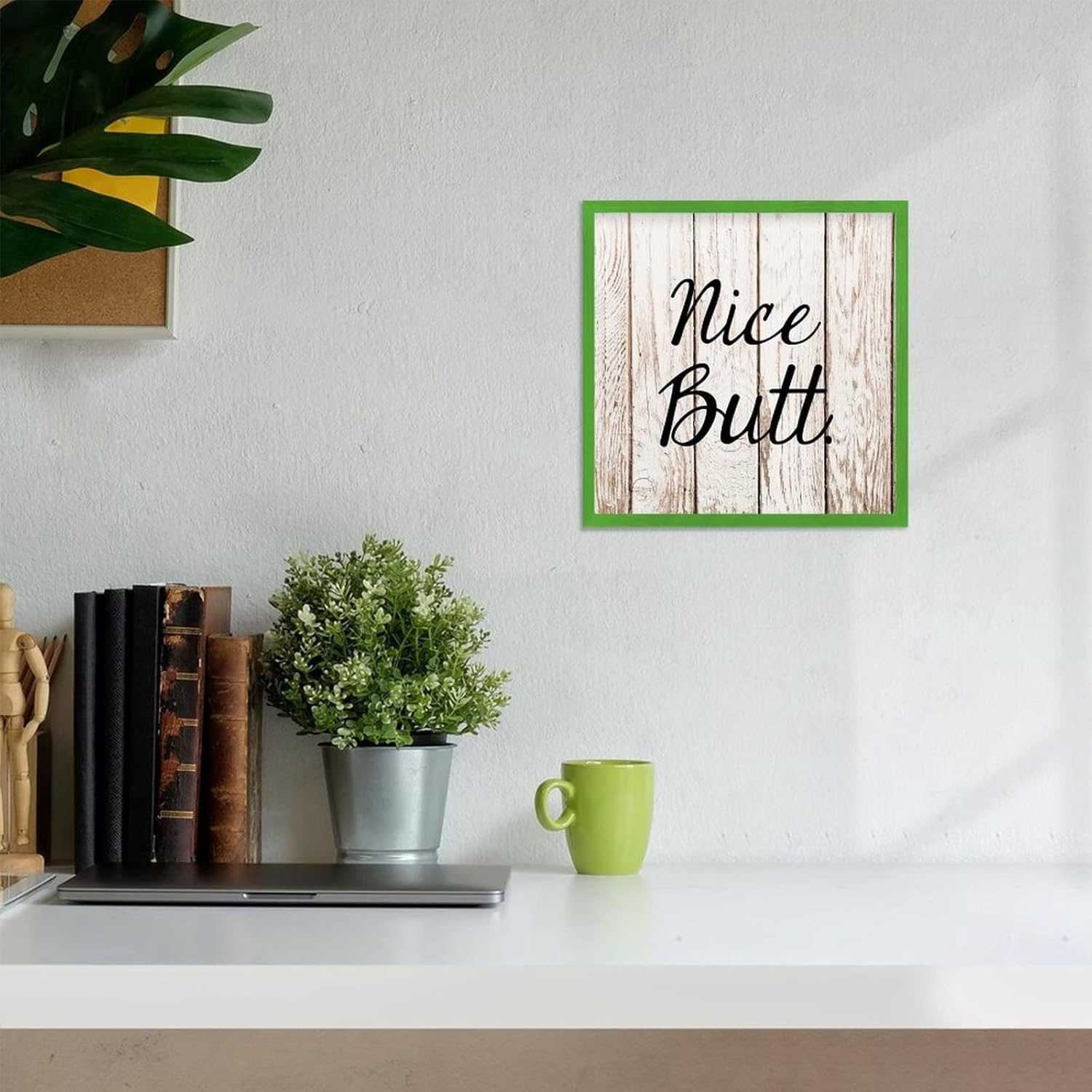 Farmhouse Wall Decor Sign 12x12 Rustic Wood Frame - Light Green