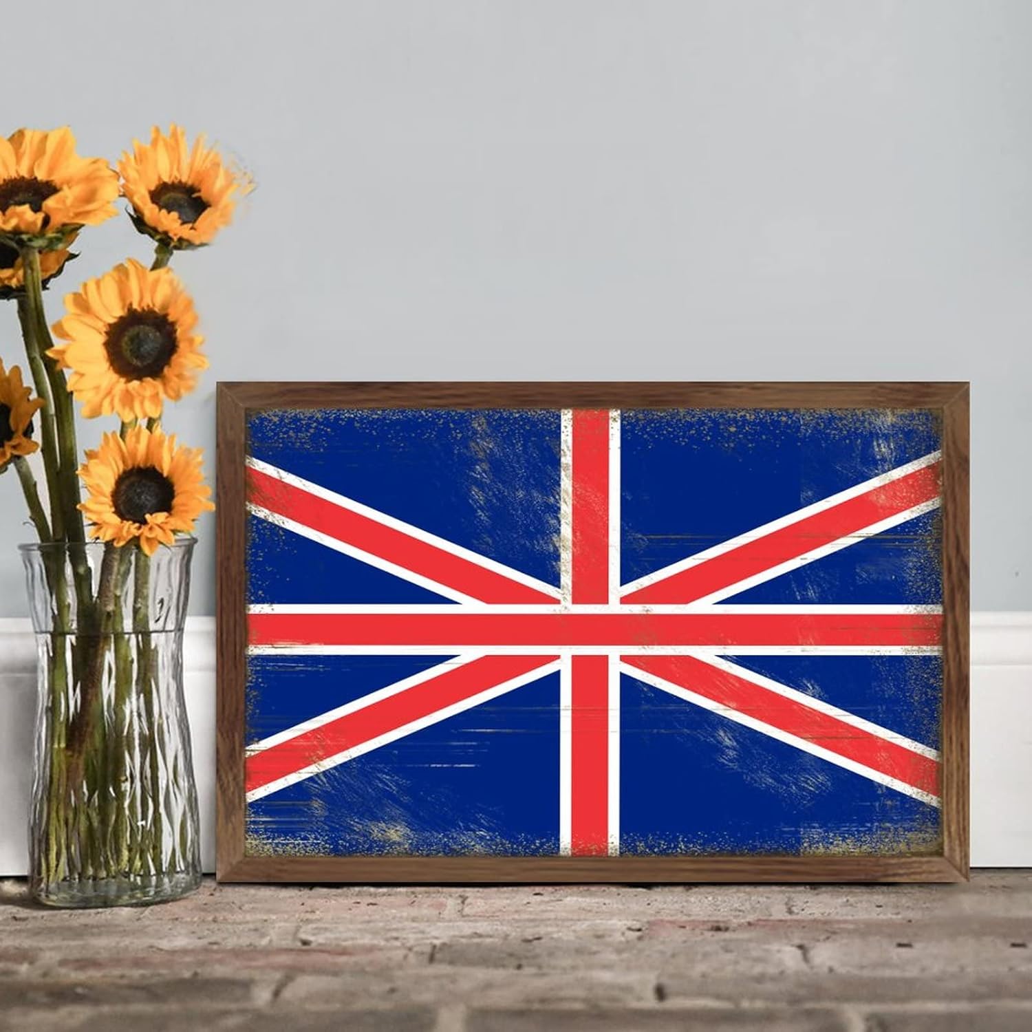 UK Flag Farmhouse Wood Sign for Home Decor