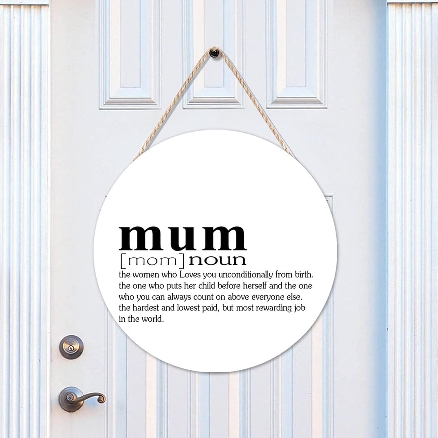Funny Noun Dictionary Definition of Mum Round Wood Sign