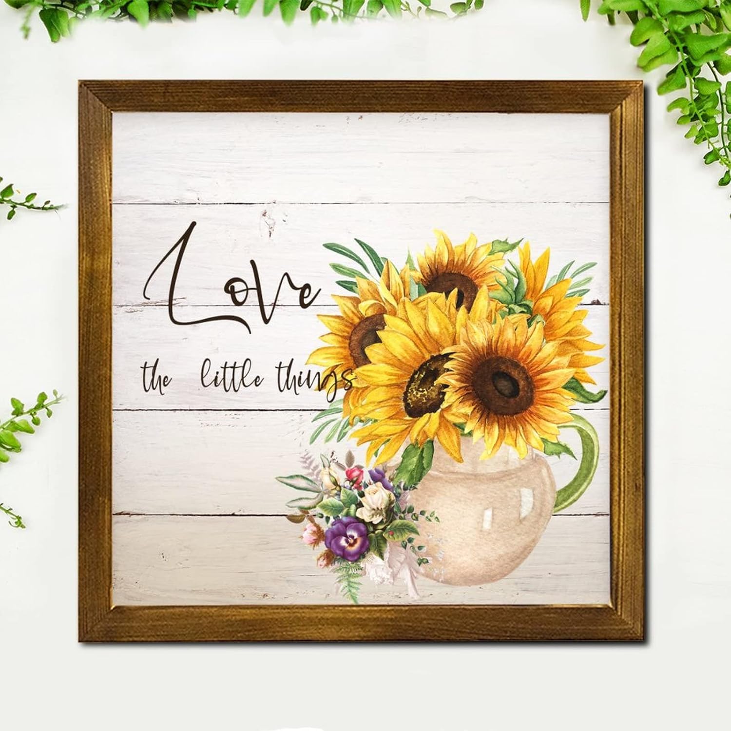 Love The Little Things Wooden Framed Spring Sunflower Wall Decor