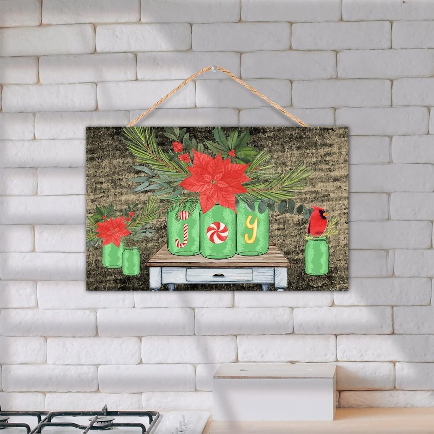 TEANFUN Christmas Wall Hanging Sign 10x16 Inch