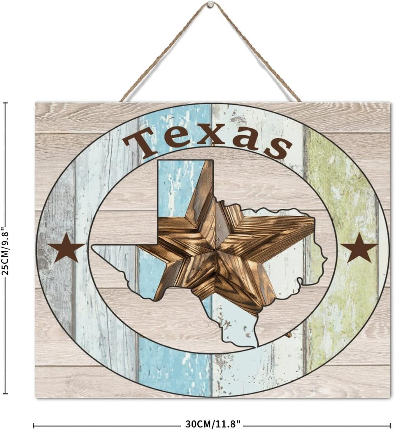Autravelco Texas Lone Star Wood Wall Sign 10x12 Inch 1