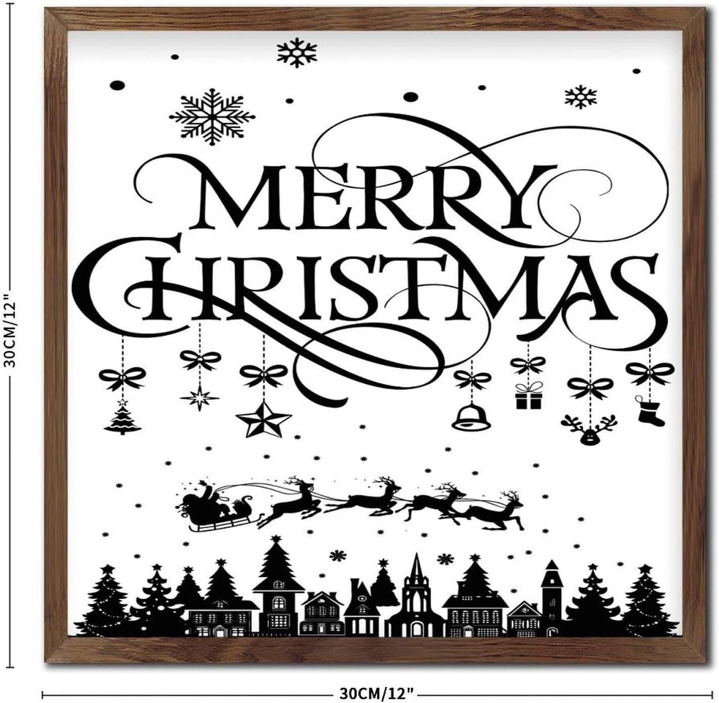 Wood Framed Wall Decor Sign 12x12in Christmas Farmhouse Art