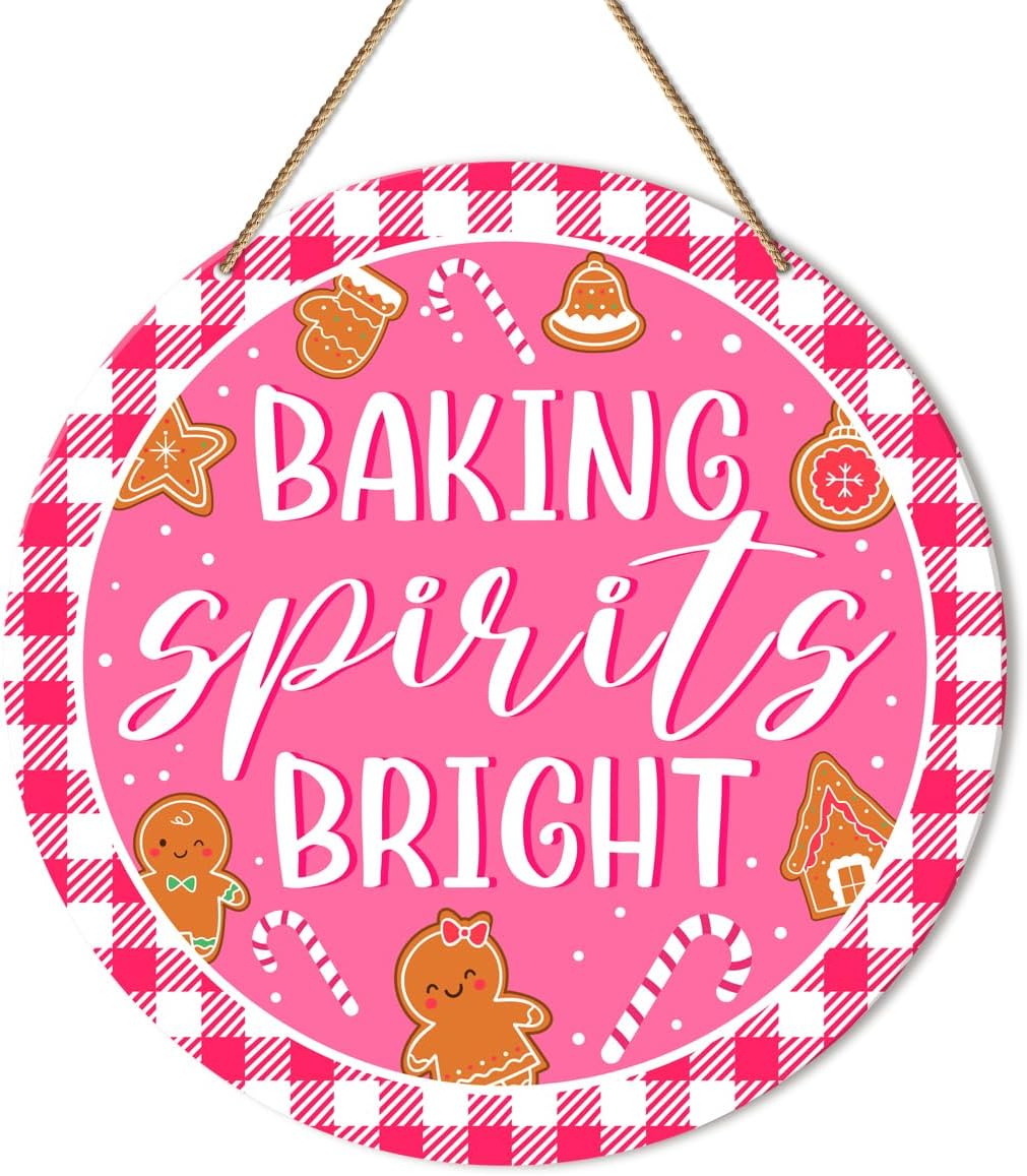 ZODGMED Pink Christmas Bakery Wall Hanging Sign