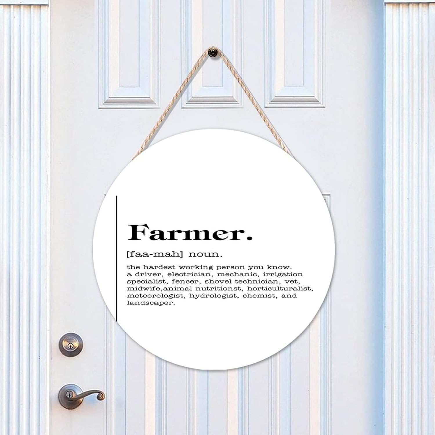 Farmer Definition Round Wooden Door Hanger Wall Decor