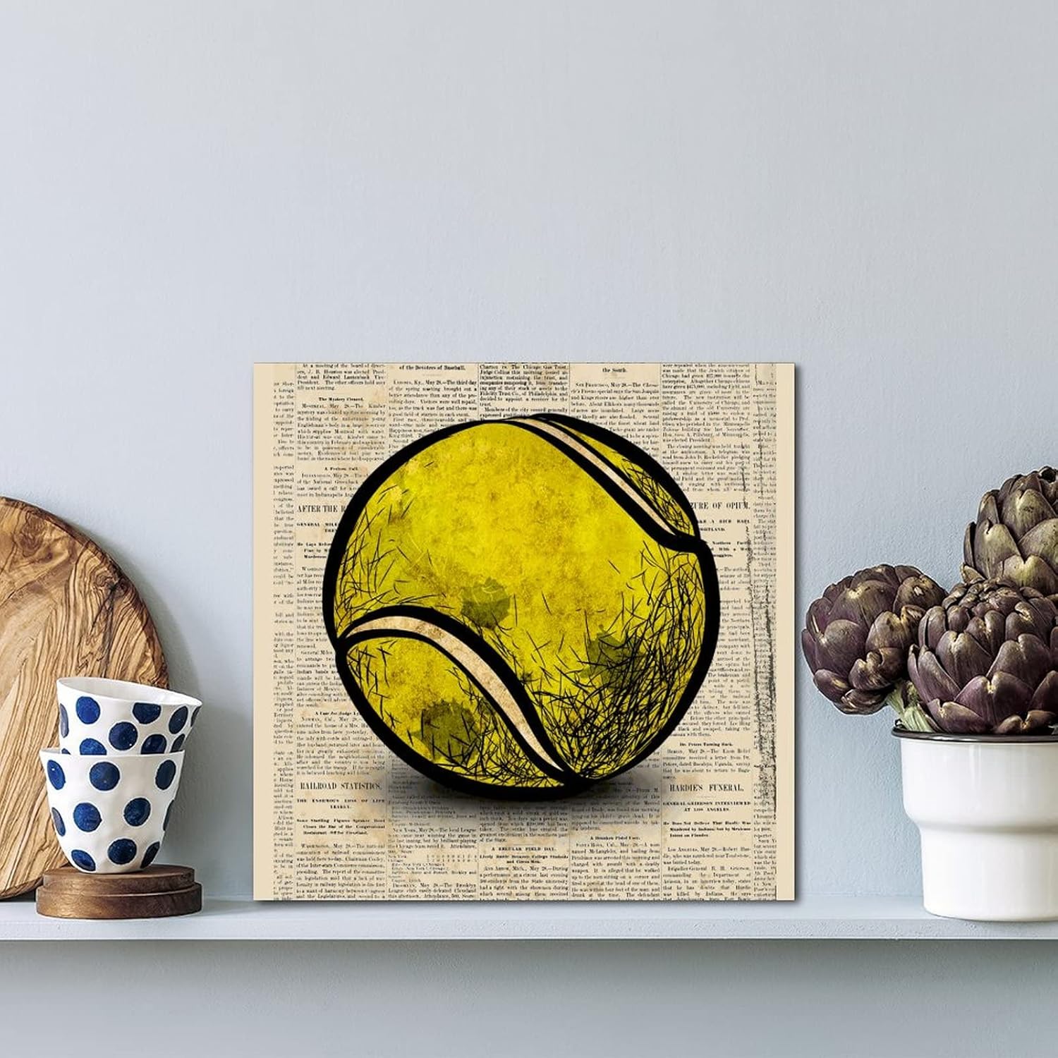 Farmhouse Wooden Sign with Tennis Balls Wall Decor