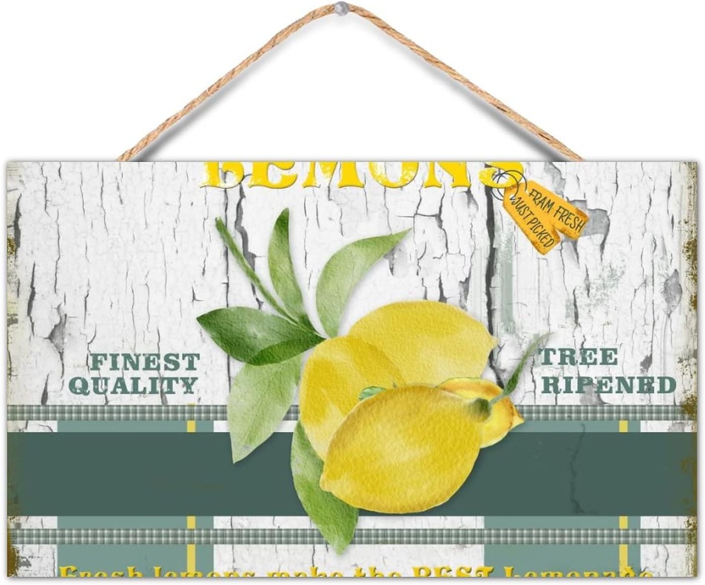 TEANFUN Lemon Wood Sign Wall Decor 12x20 Inch
