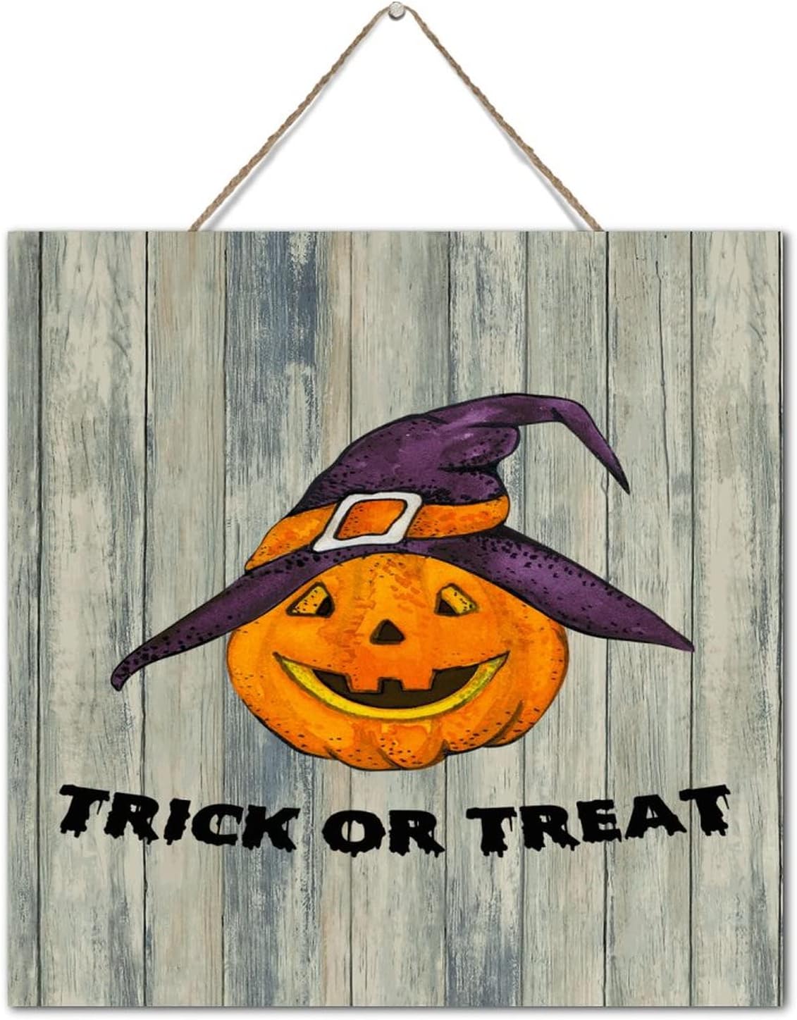Trick Or Treat Halloween Wood Wall Sign 12x12 Inch 1