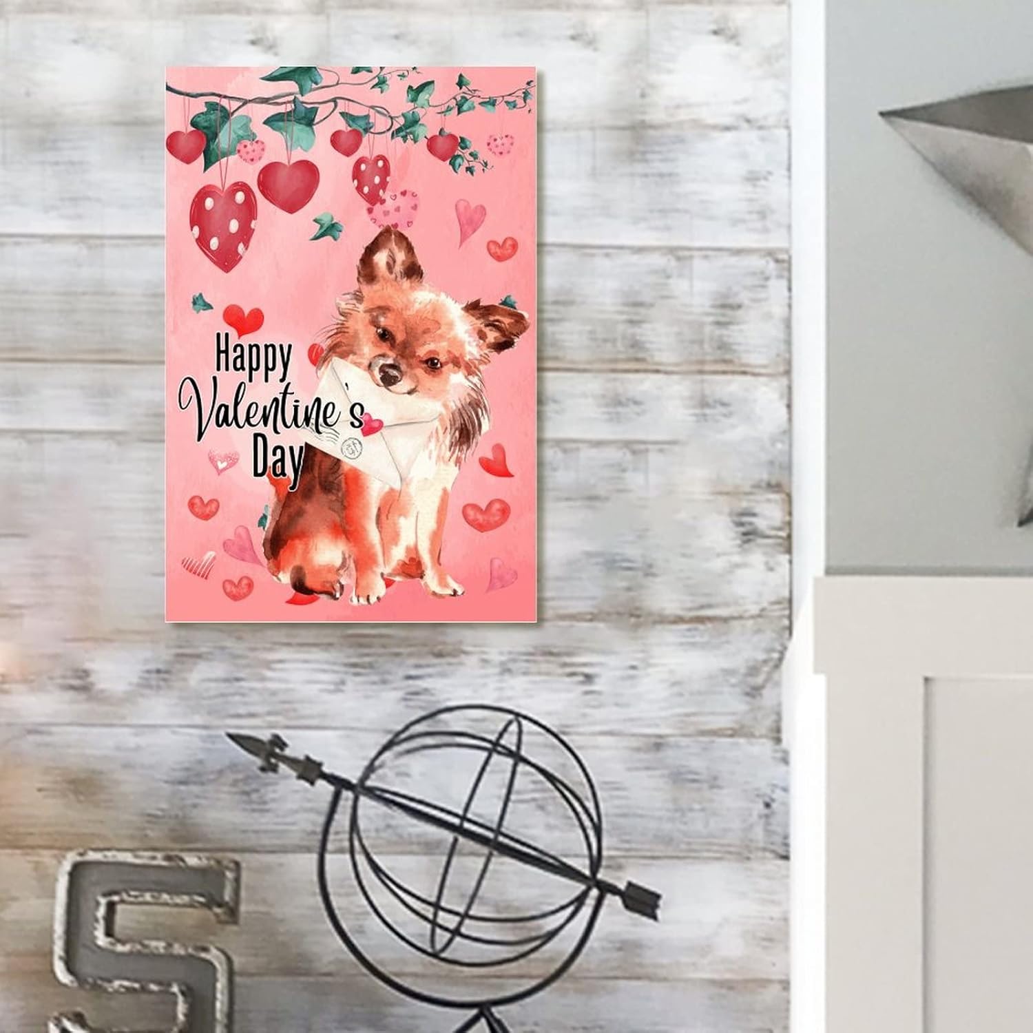 Happy Valentines Dogs Wooden Wall Sign 8x12in