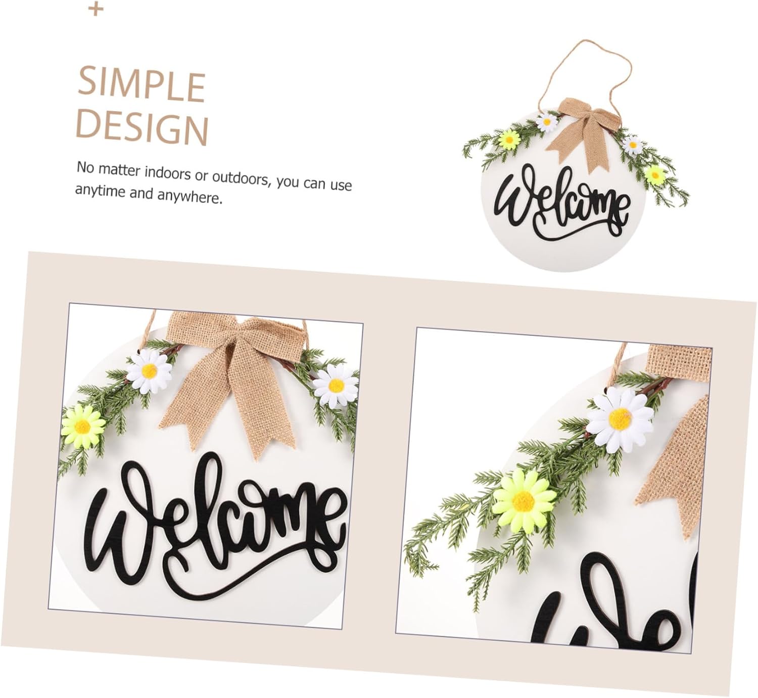 PRETYZOOM Sunflower Wall Hanging Ornament for Front Door Welcome Sign