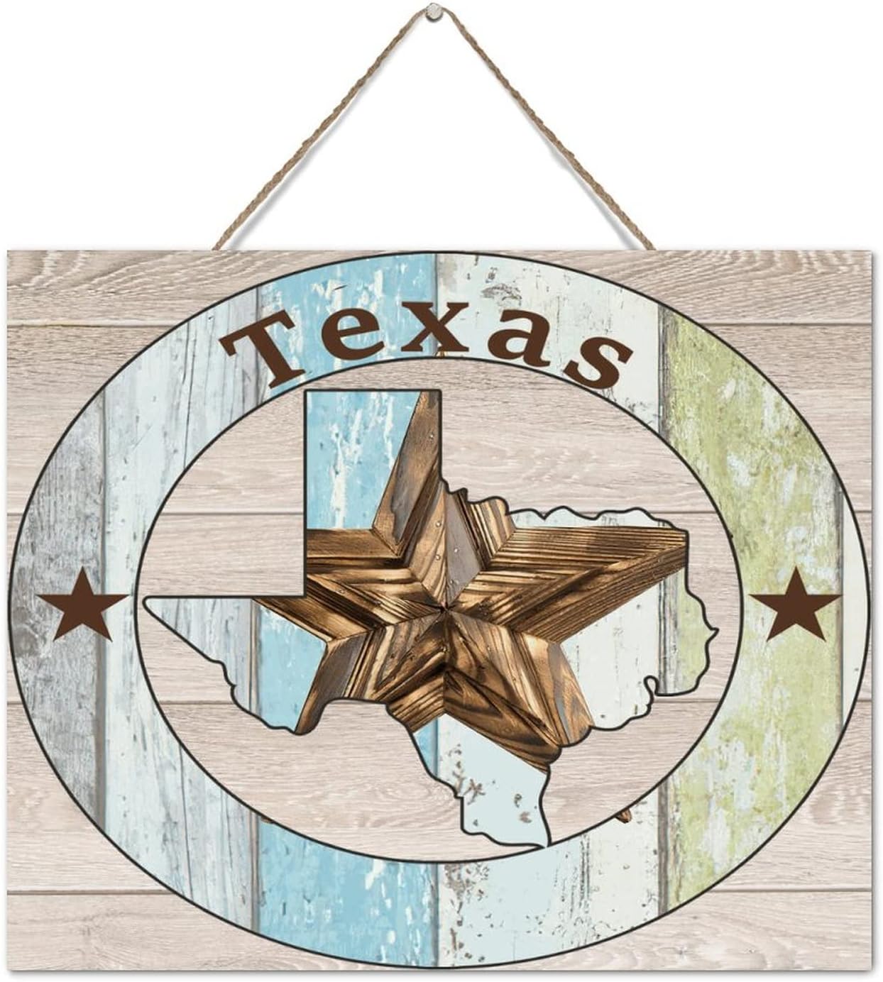 Autravelco Texas Lone Star Wood Wall Sign 10x12 Inch 1
