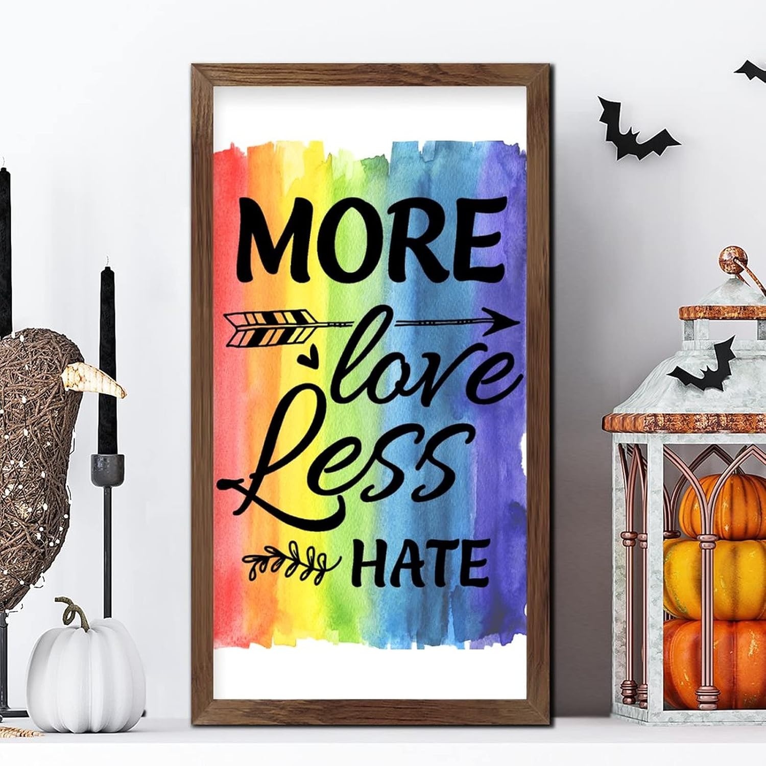 LGBTQ Pride Framed Wooden Sign Wall Art 22x12 In
