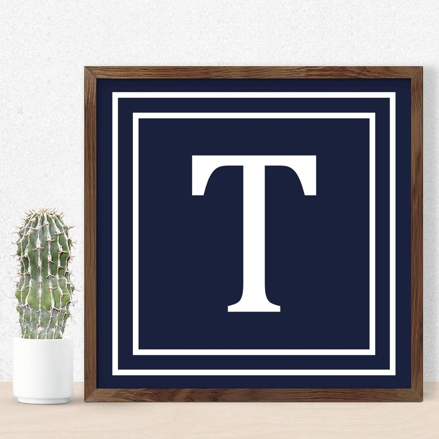Initial Letter T Monogram Wall Decor Sign 12x12in