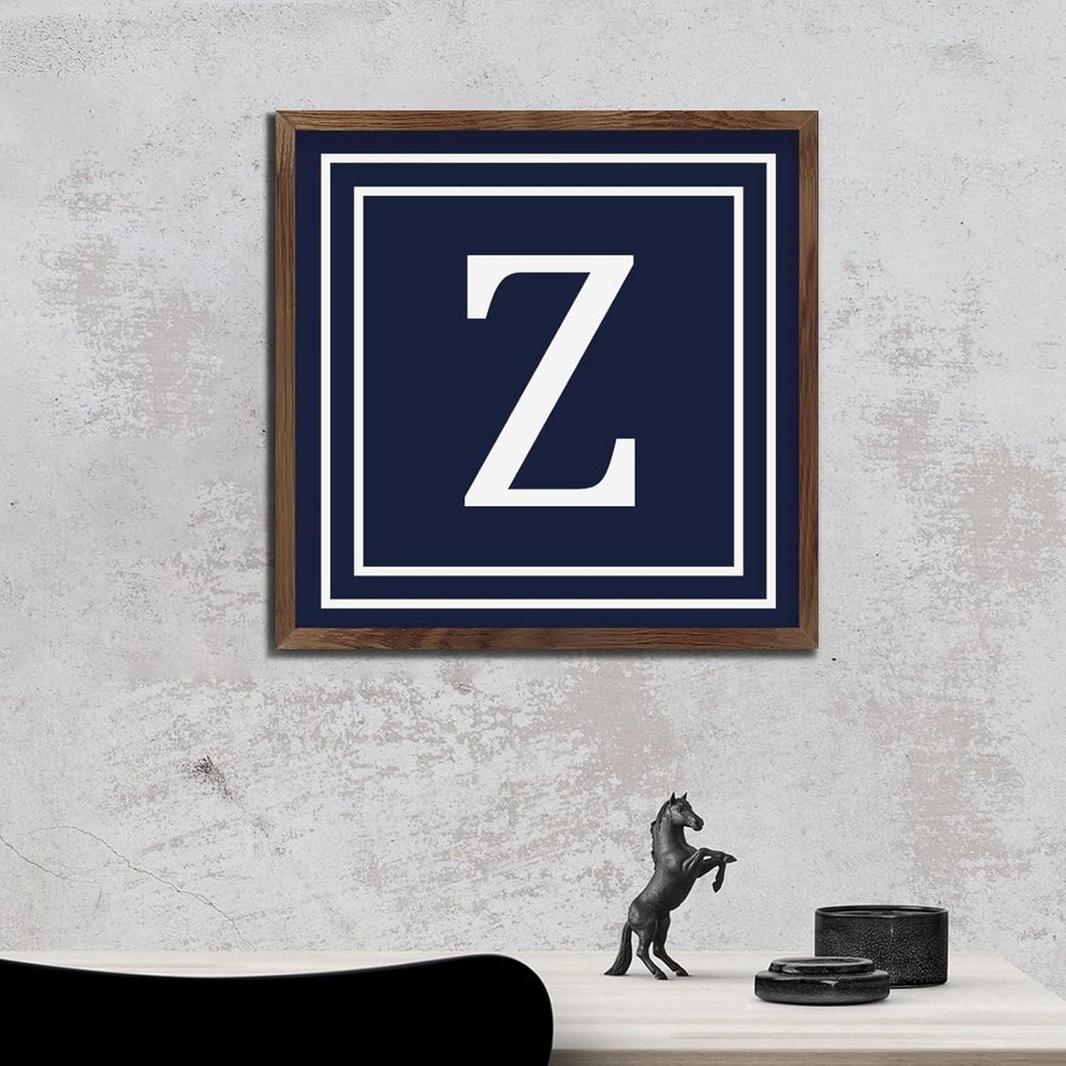 Hanging Framed Wall Art Sign Initial Letter Z Monogram Decor