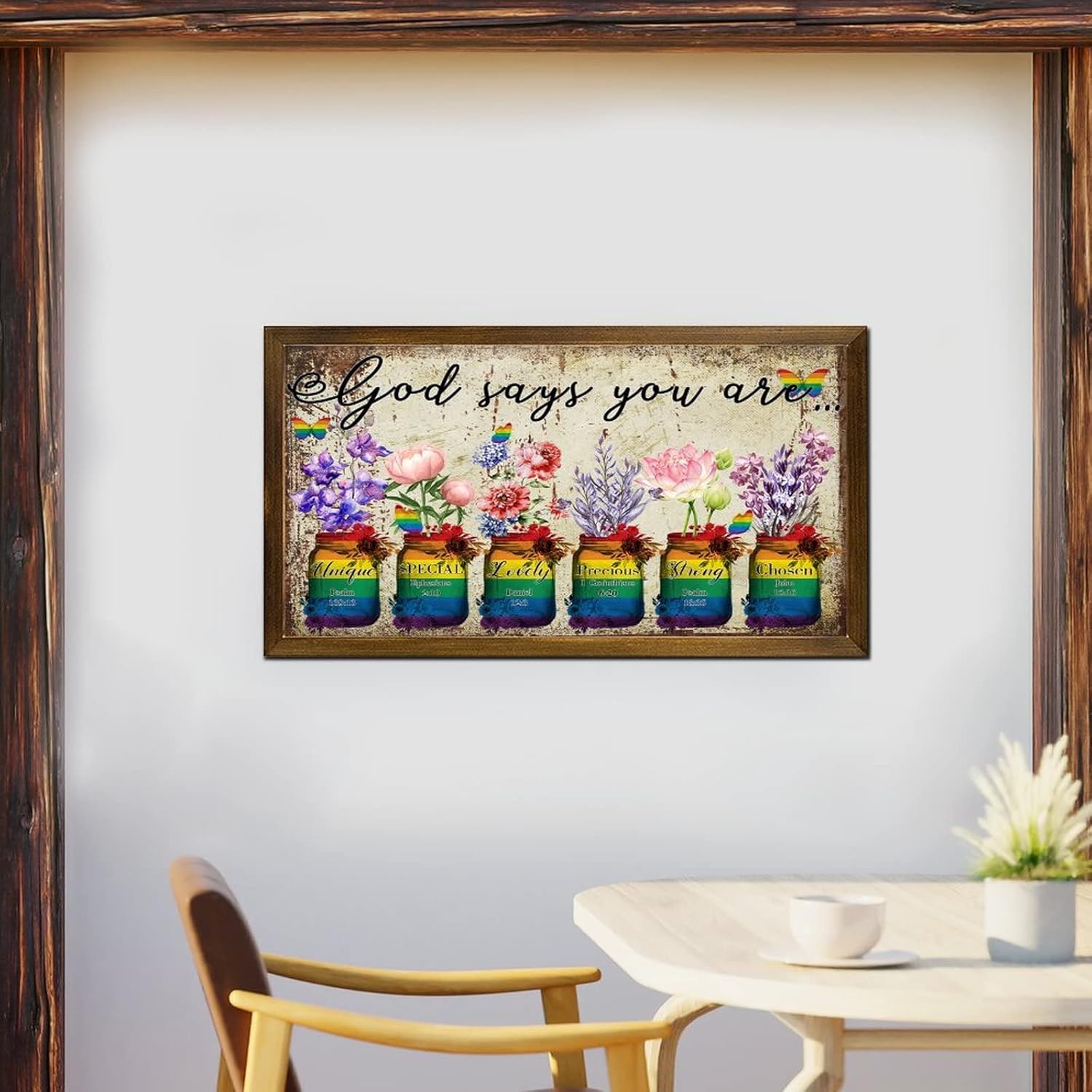 LGBTQ Pride Wood Framed Wall Art Sign 12x22 In
