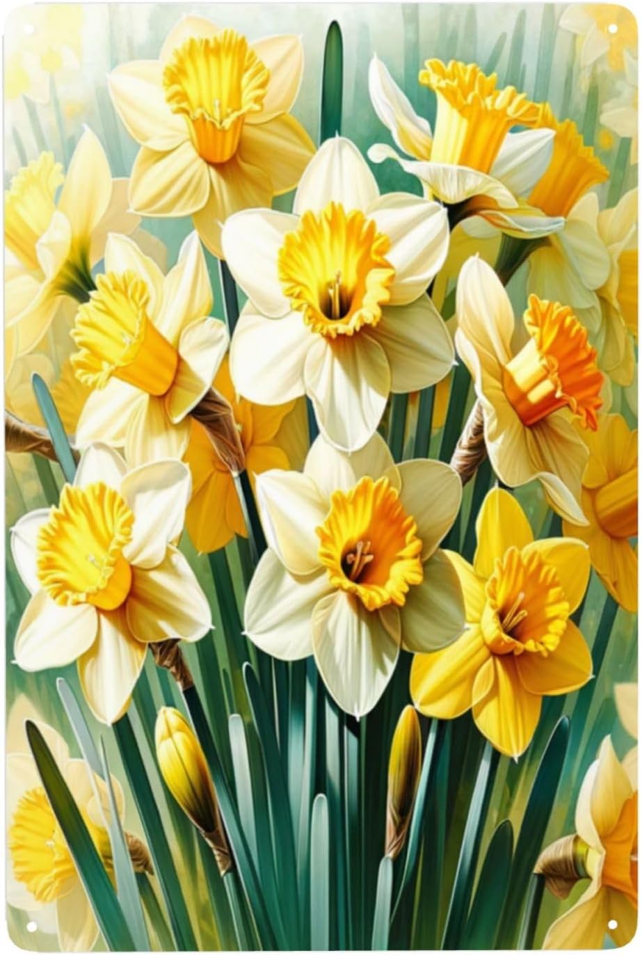 Bright Daffodil Metal Tin Wall Art 12x16inch Decor Sign