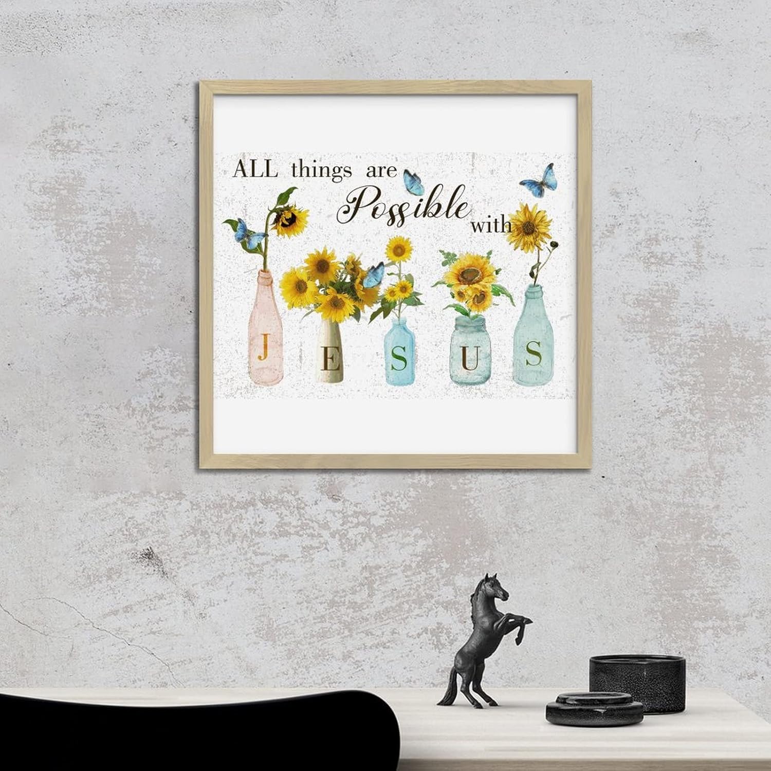 Sunflower in Vase Bible Verse Wall Decor Sign