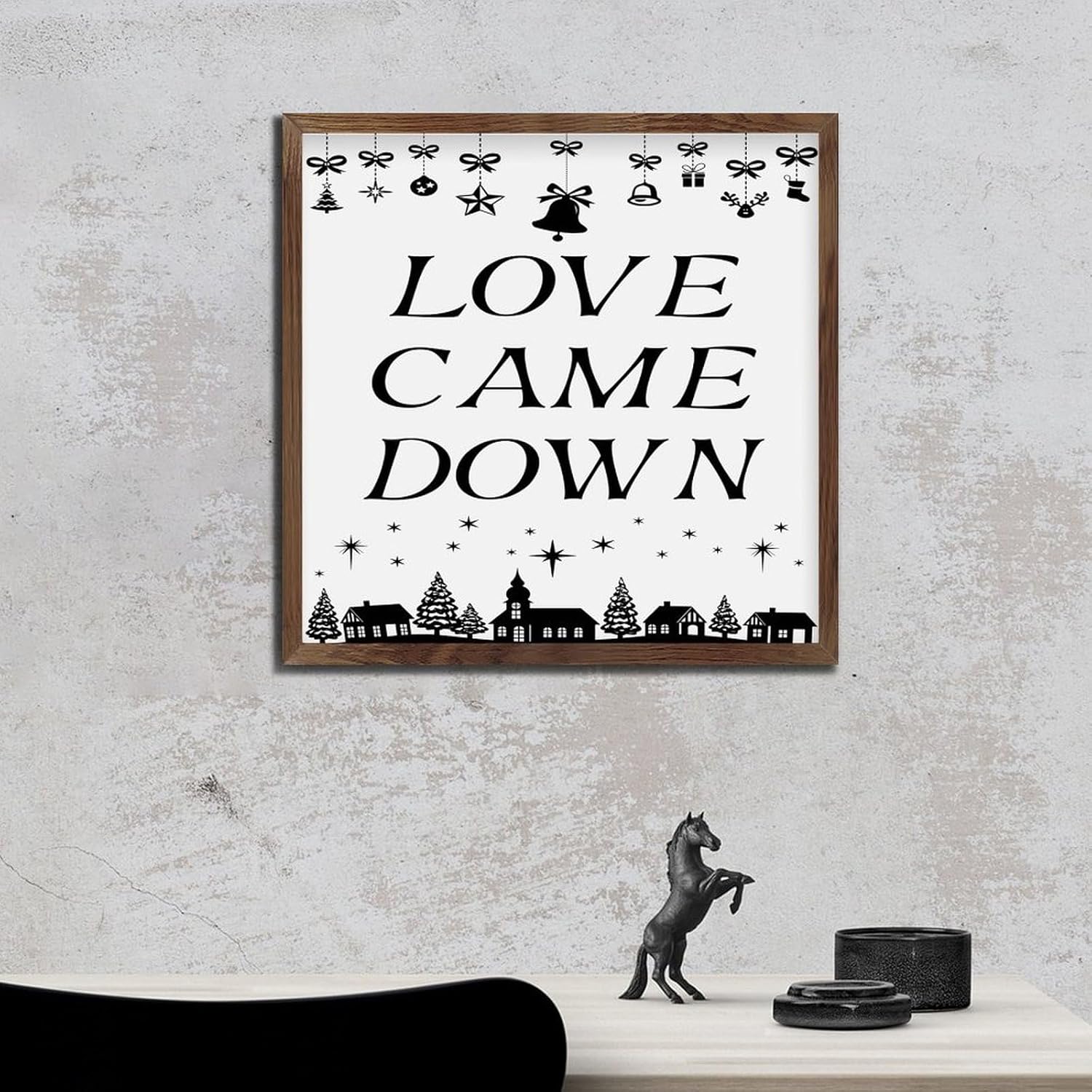 Distressed Wood Framed Sign Love Came Down Home Decor