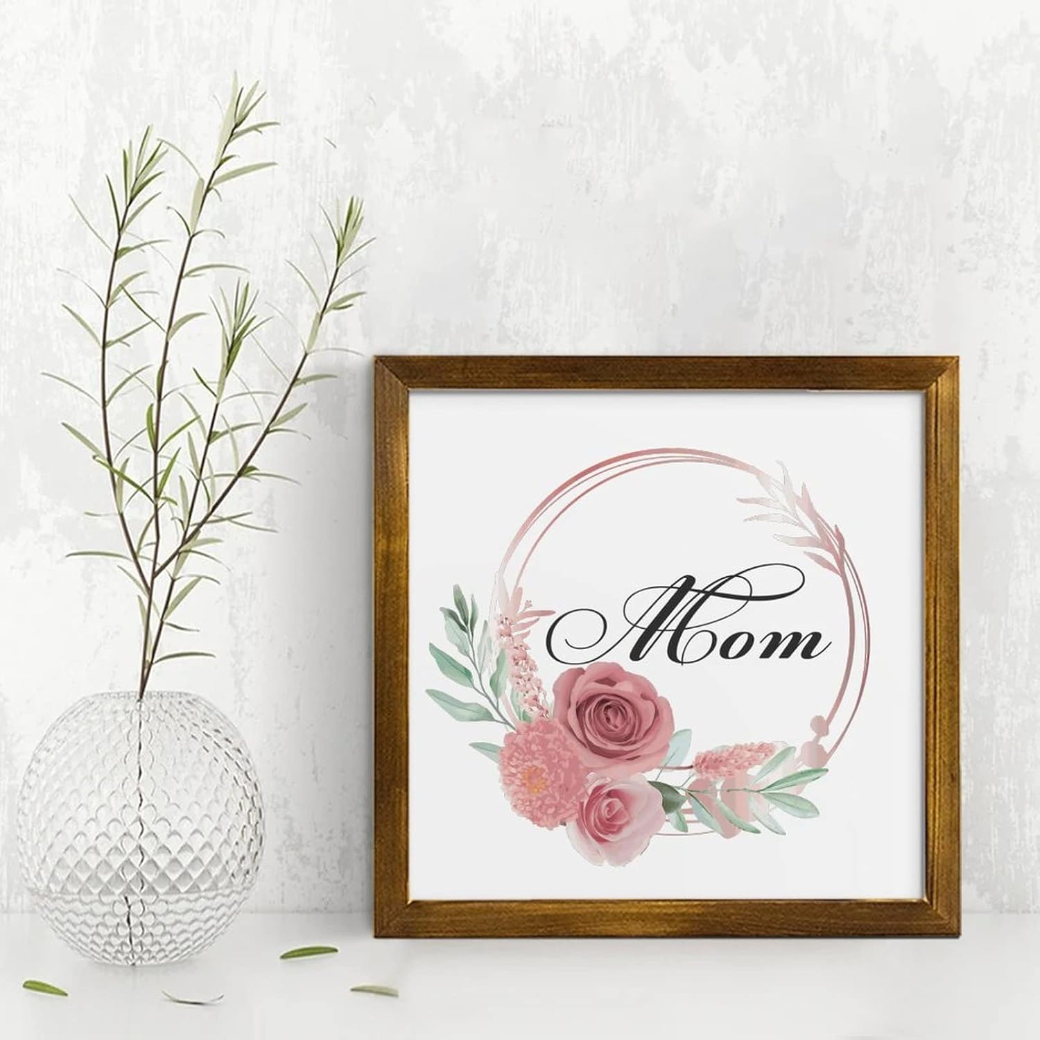 Mothers Day Wood Frame Sign with Floral Wreath
